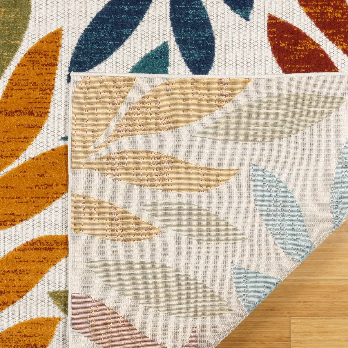 Gertmenian Fosel Folia Multi-Colored Modern Tropical Leaf Indoor/ Outdoor High-Low Area Rug