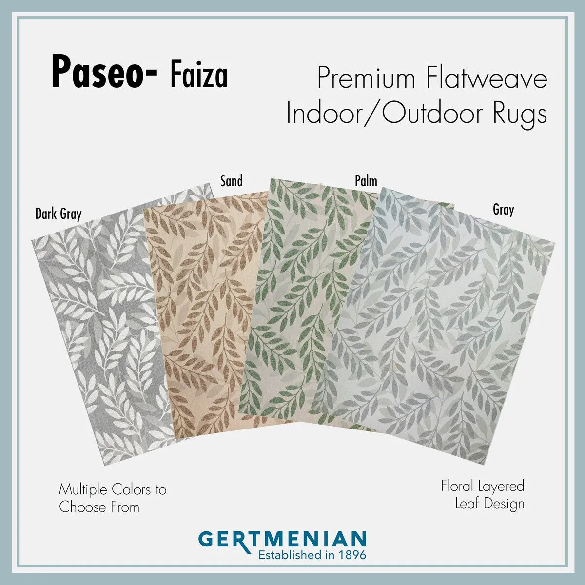 Gertmenian Paseo Faiza Green Casual Leaf Flatweave Indoor/ Outdoor Area Rug