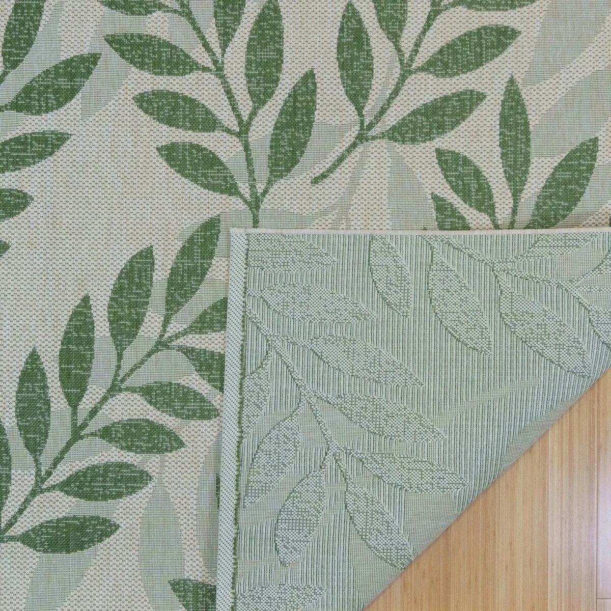 Gertmenian Paseo Faiza Green Casual Leaf Flatweave Indoor/ Outdoor Area Rug