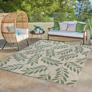 Gertmenian Paseo Faiza Green Casual Leaf Flatweave Indoor/ Outdoor Area Rug