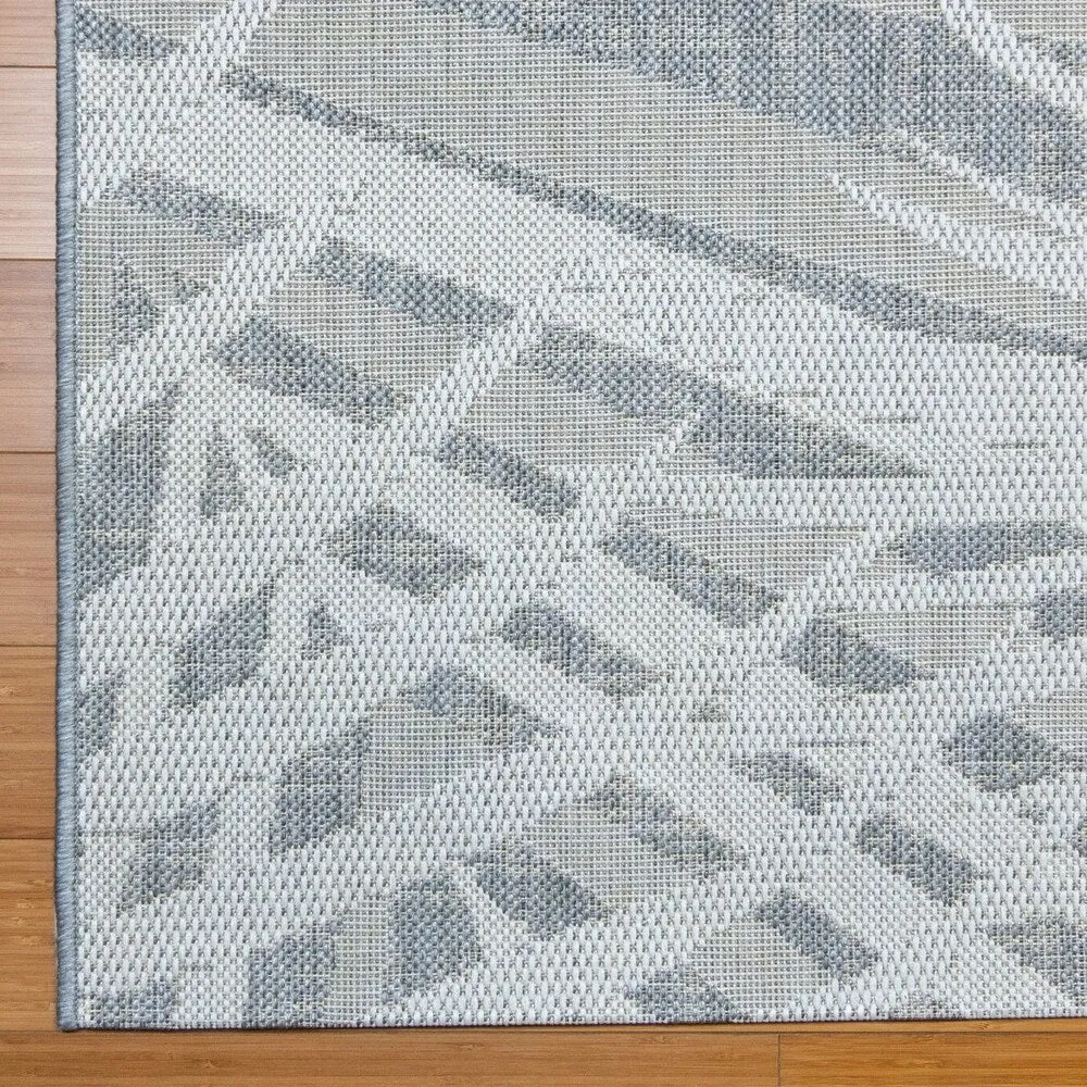 Gertmenian Paseo Paume Grey Casual Palm Leaf Flatweave Indoor/ Outdoor Area Rug