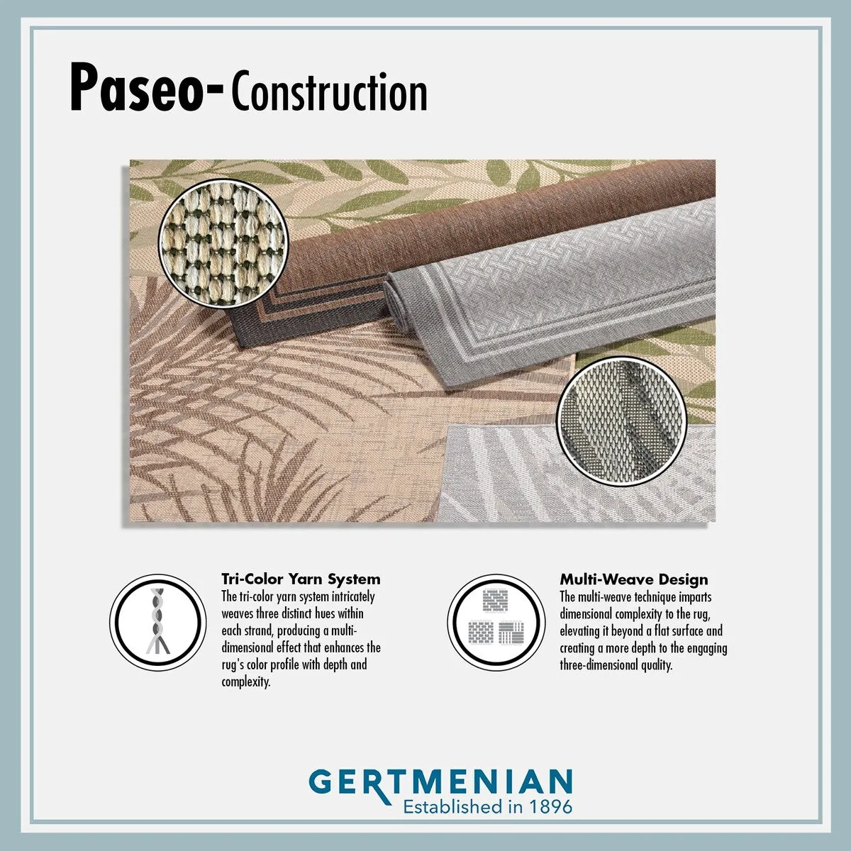 Gertmenian Paseo Paume Grey Casual Palm Leaf Flatweave Indoor/ Outdoor Area Rug