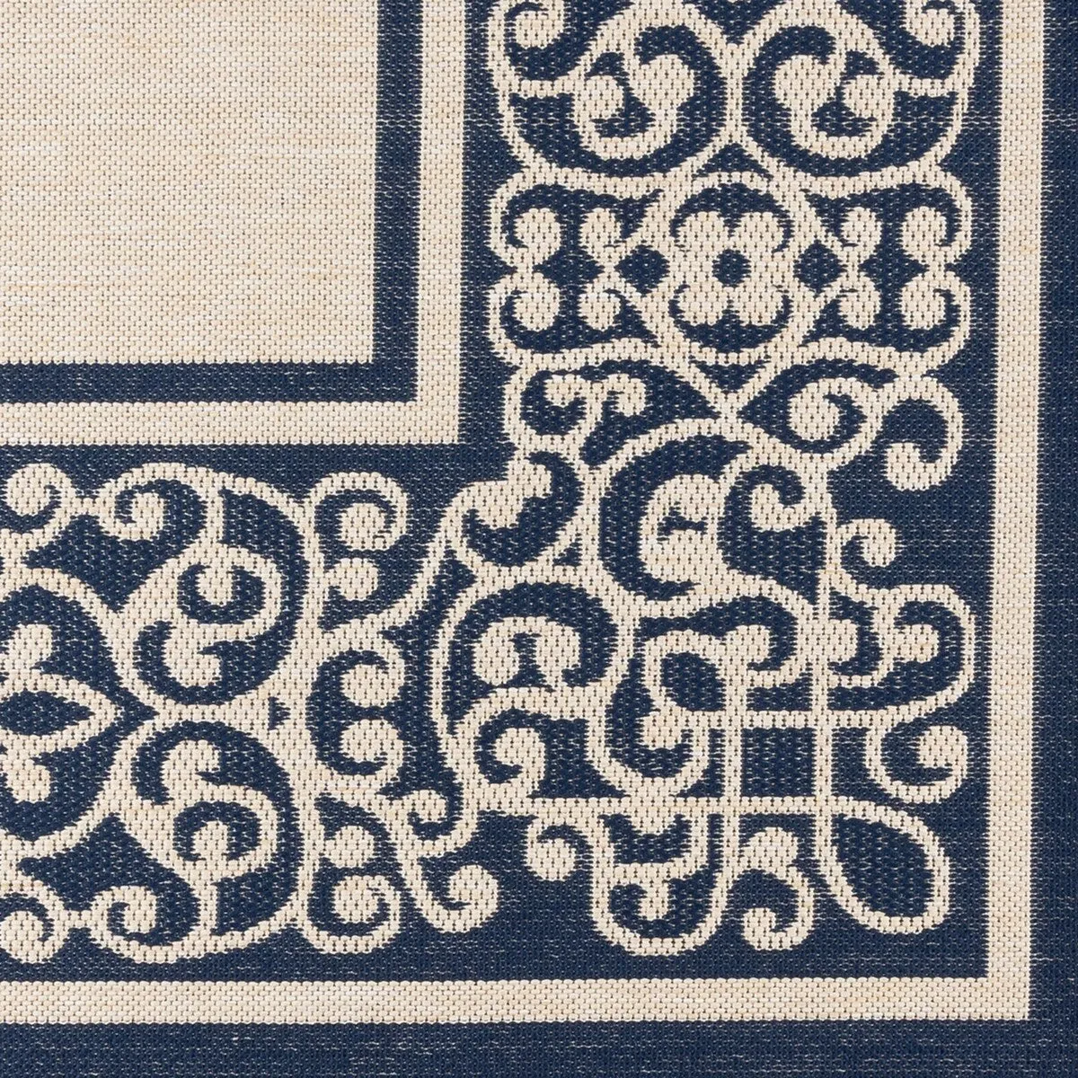 Gertmenian Paseo Tedo Navy Transitional Scroll Boarder Indoor/ Outdoor Area Rug