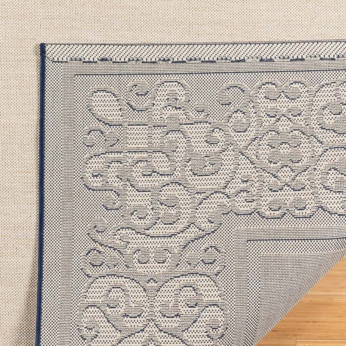 Gertmenian Paseo Tedo Navy Transitional Scroll Boarder Indoor/ Outdoor Area Rug