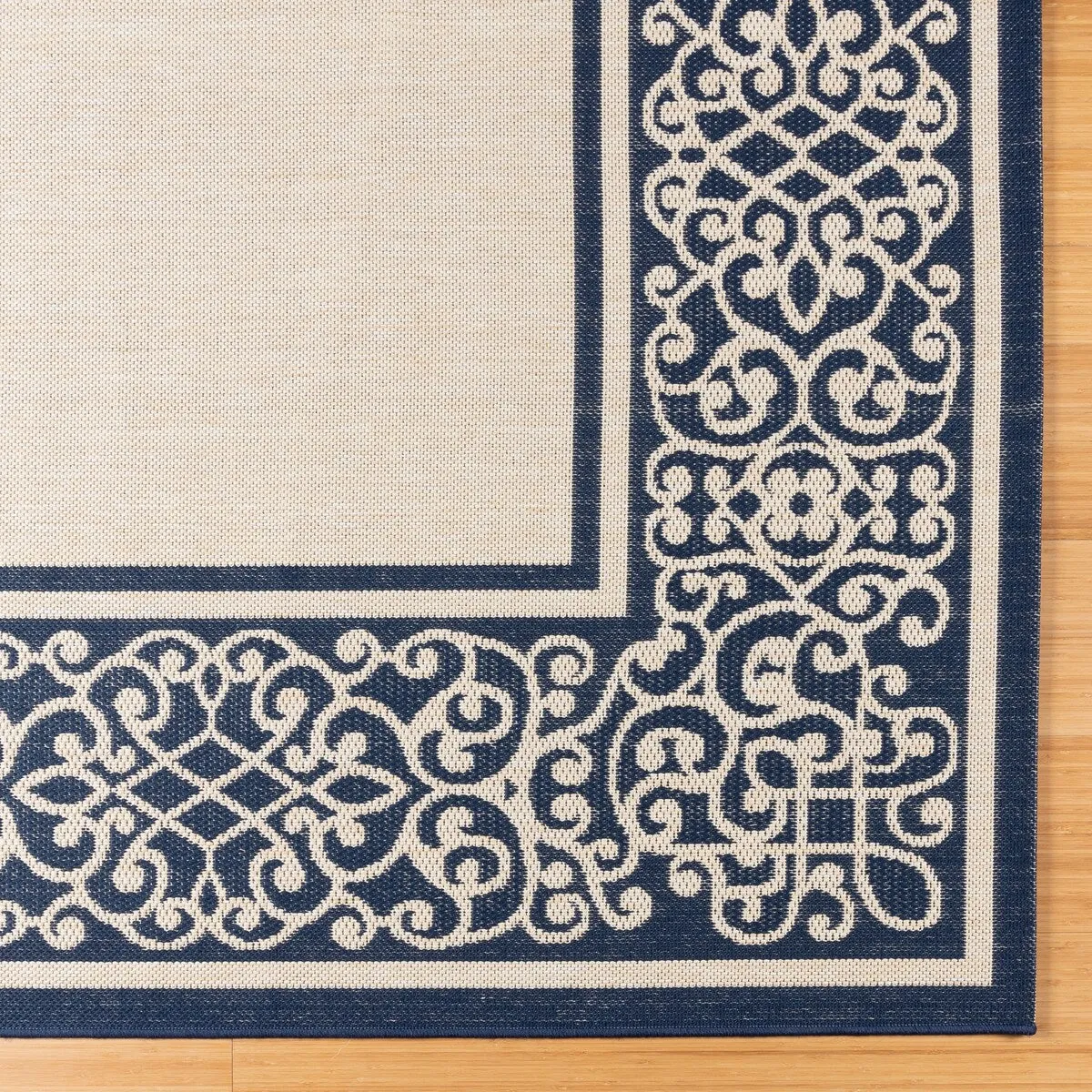 Gertmenian Paseo Tedo Navy Transitional Scroll Boarder Indoor/ Outdoor Area Rug