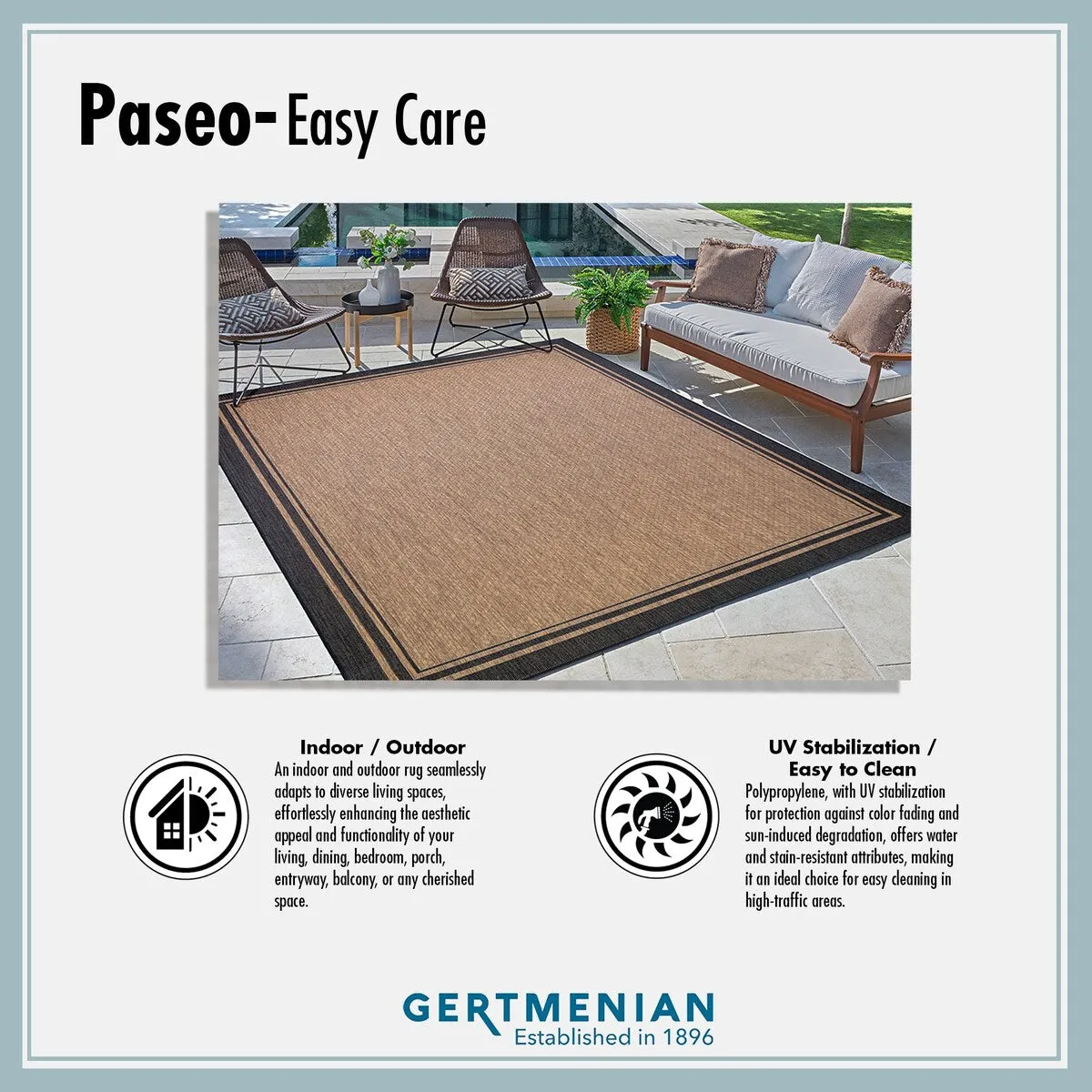 Gertmenian Paseo Tedo Navy Transitional Scroll Boarder Indoor/ Outdoor Area Rug