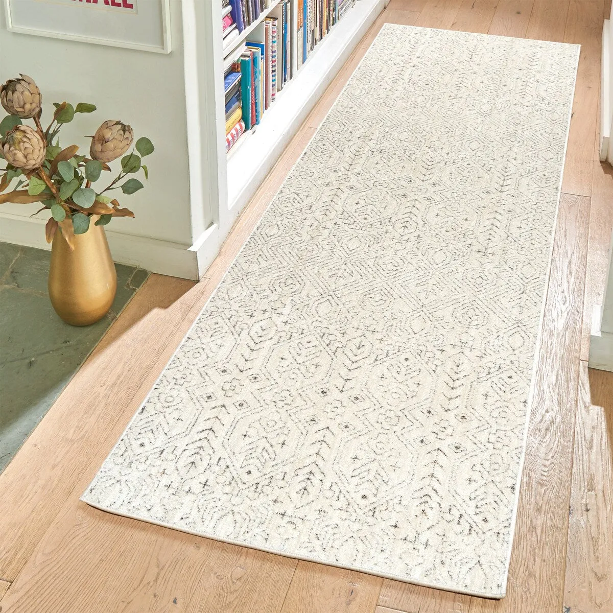 Gertmenian Sydney Light Toned Cream Ivory Moroccan Bohemian Soft Polyester Indoor Area Rug Collection