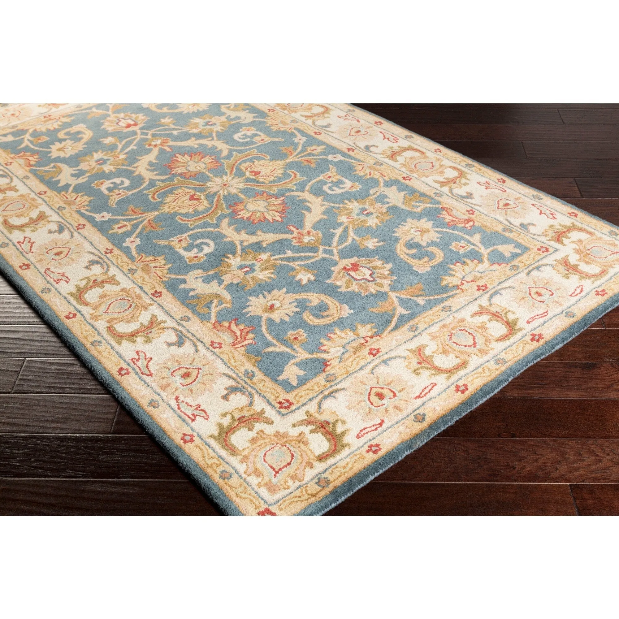 Hand-Tufted Sawyer Traditonal Bordered Wool Rug