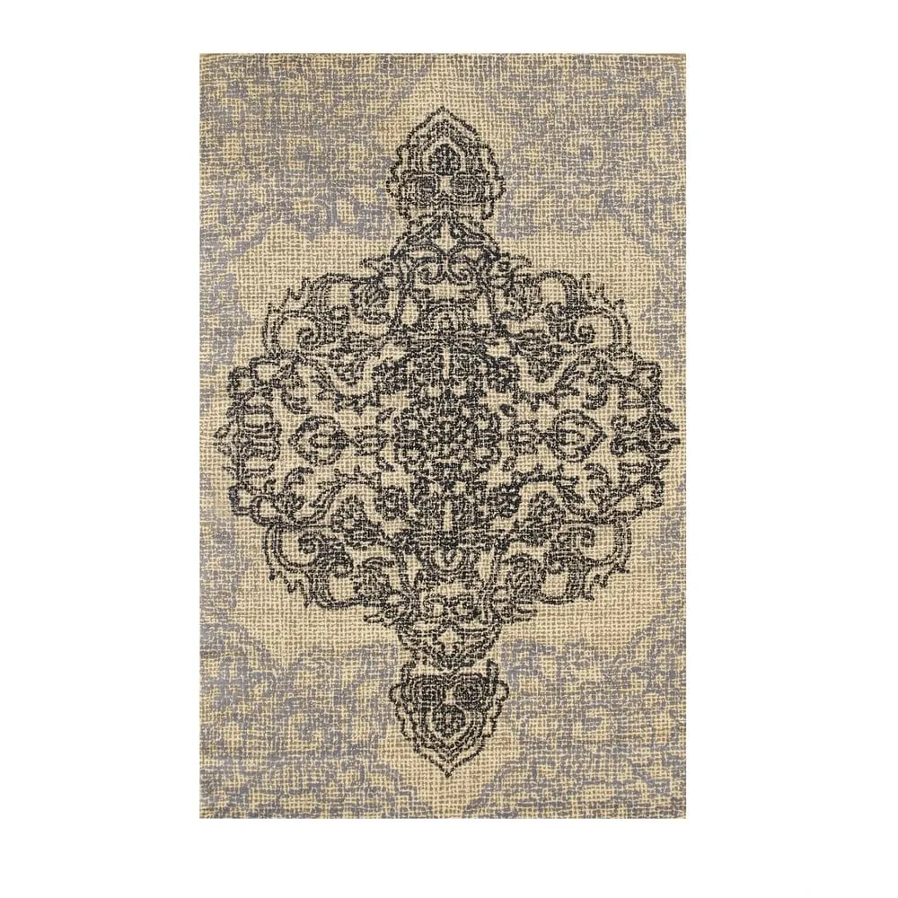 Hand-Tufted Wool Medallion Rug. Elegant Ivory Area Rug for Living Room. Bedroom. Office. Home Dcor. Stylish