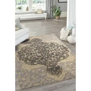 Hand-Tufted Wool Medallion Rug. Elegant Ivory Area Rug for Living Room. Bedroom. Office. Home Dcor. Stylish