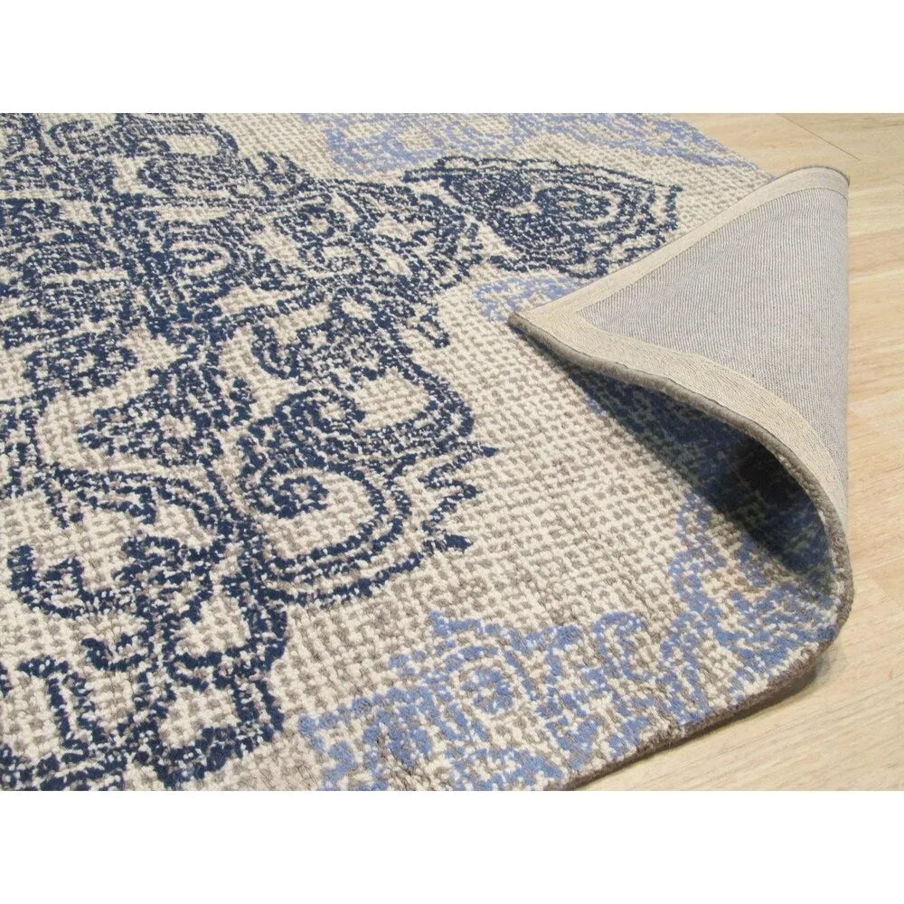 Hand-Tufted Wool Medallion Rug. Elegant Ivory Area Rug for Living Room. Bedroom. Office. Home Dcor. Stylish
