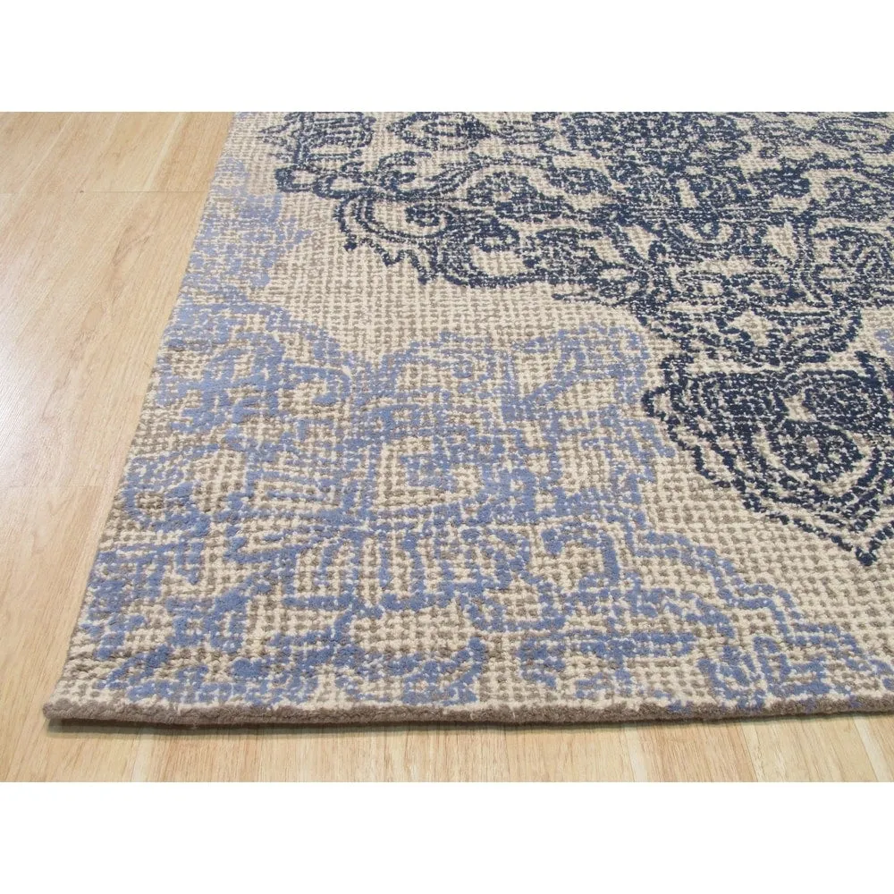 Hand-Tufted Wool Medallion Rug. Elegant Ivory Area Rug for Living Room. Bedroom. Office. Home Dcor. Stylish