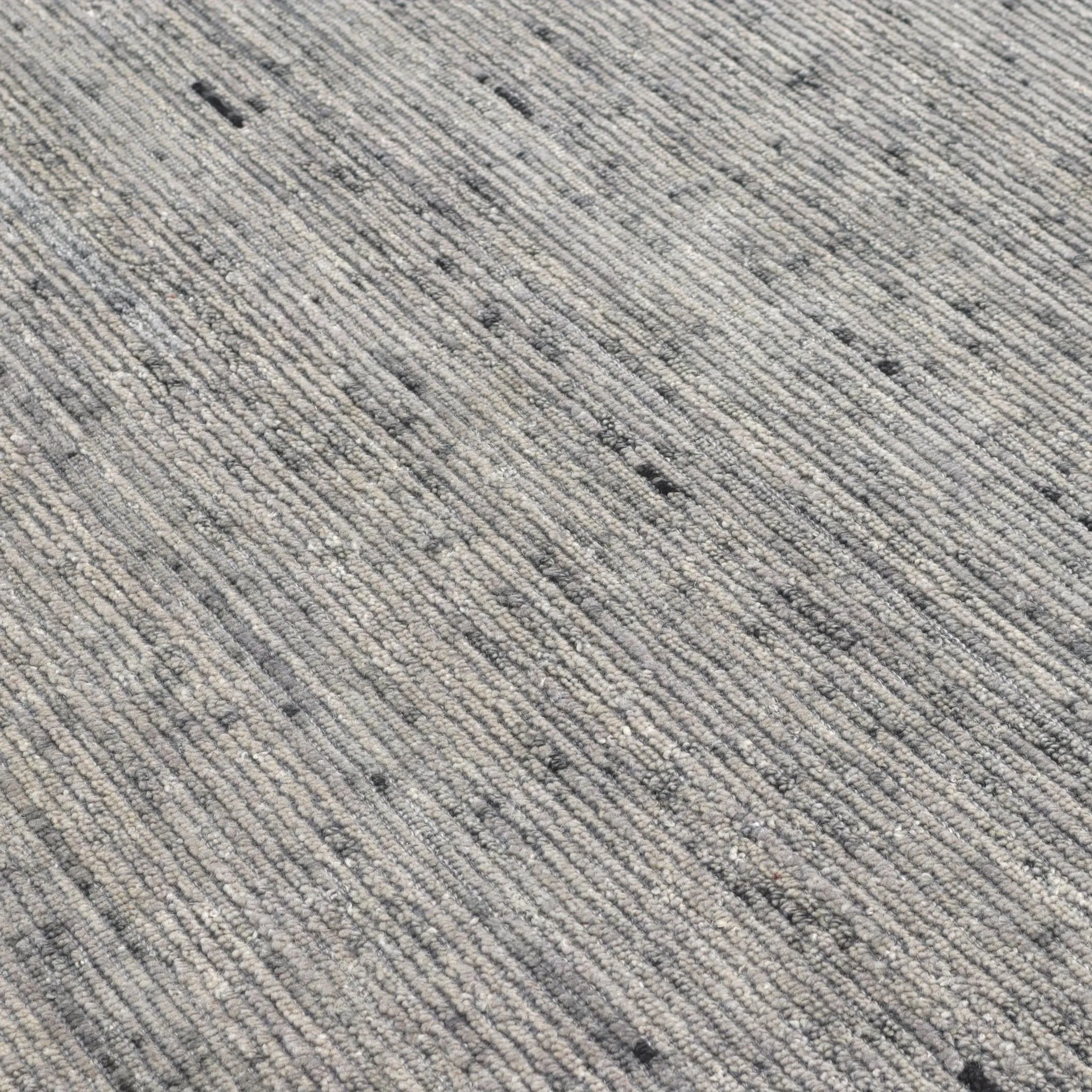 Handwoven Linea Collection Silver Grey Rib Cut Wool Indoor Area Rug