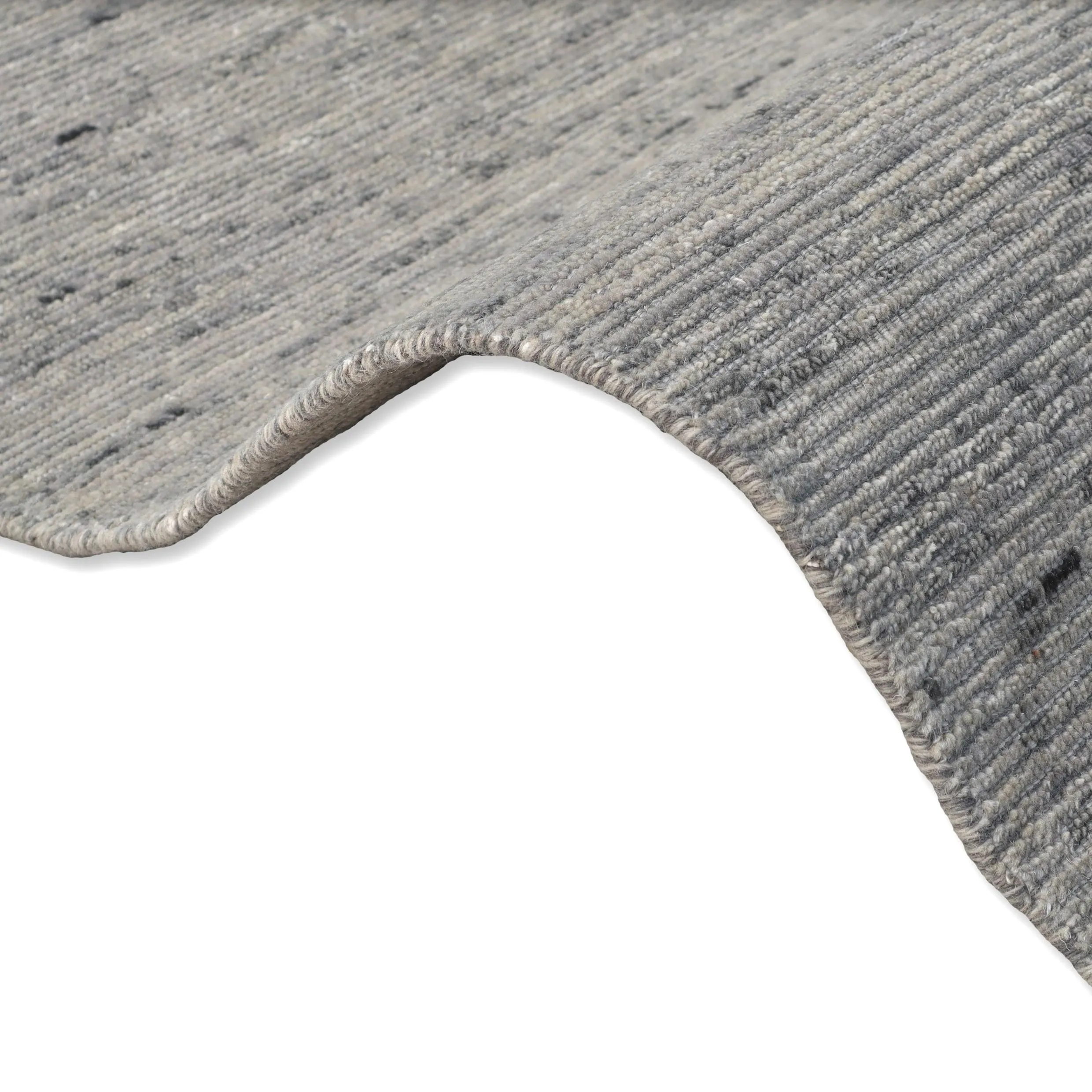Handwoven Linea Collection Silver Grey Rib Cut Wool Indoor Area Rug