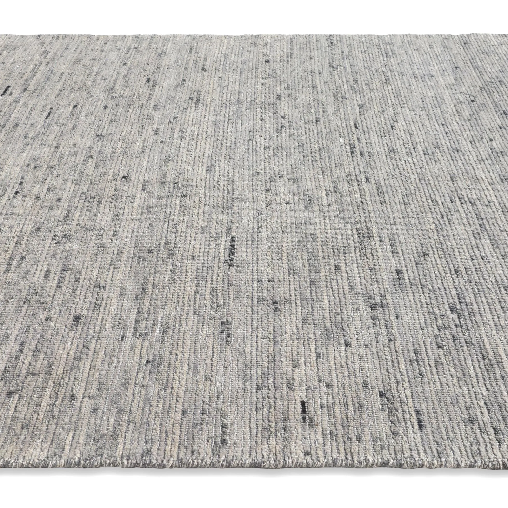 Handwoven Linea Collection Silver Grey Rib Cut Wool Indoor Area Rug
