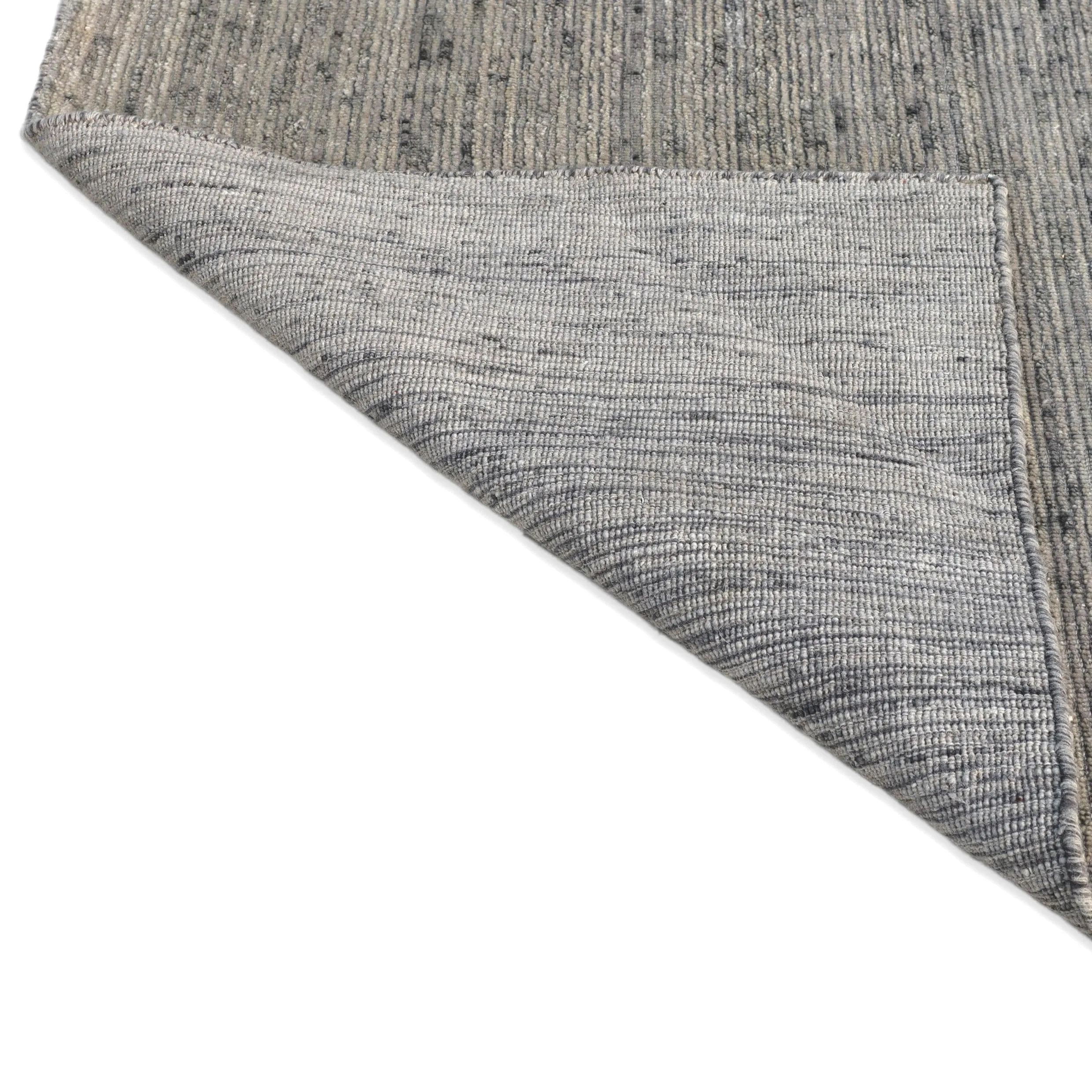 Handwoven Linea Collection Silver Grey Rib Cut Wool Indoor Area Rug