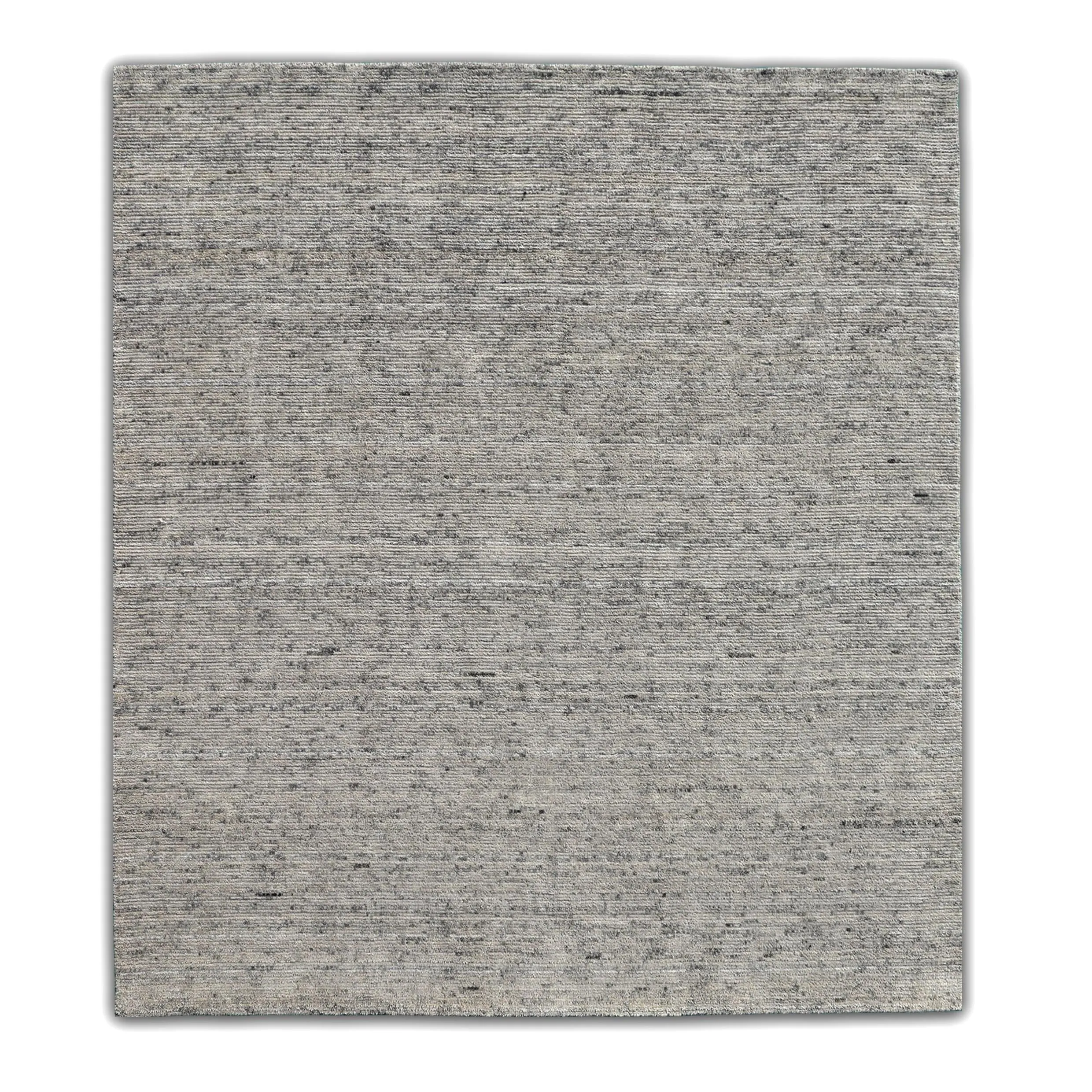 Handwoven Linea Collection Silver Grey Rib Cut Wool Indoor Area Rug