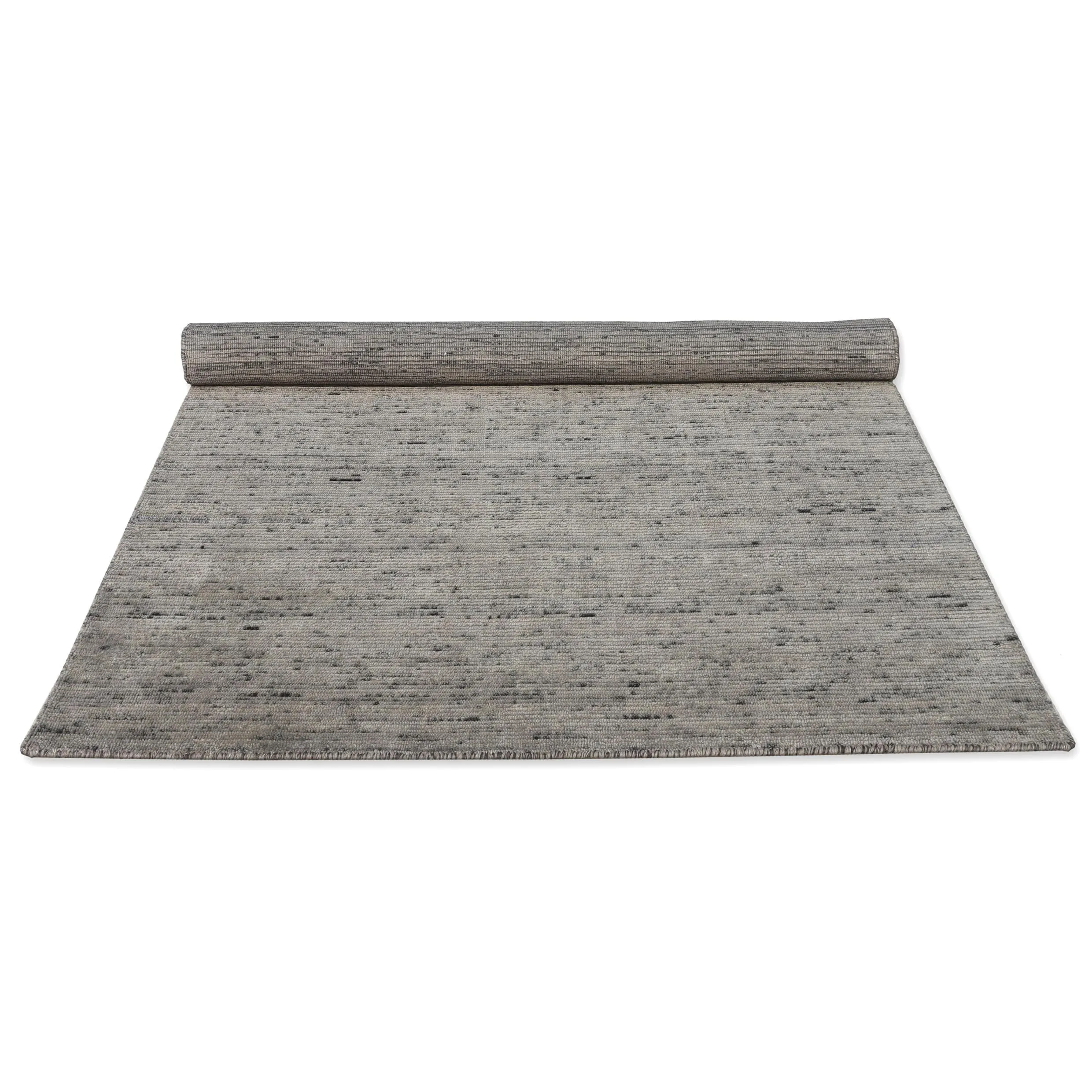 Handwoven Linea Collection Silver Grey Rib Cut Wool Indoor Area Rug