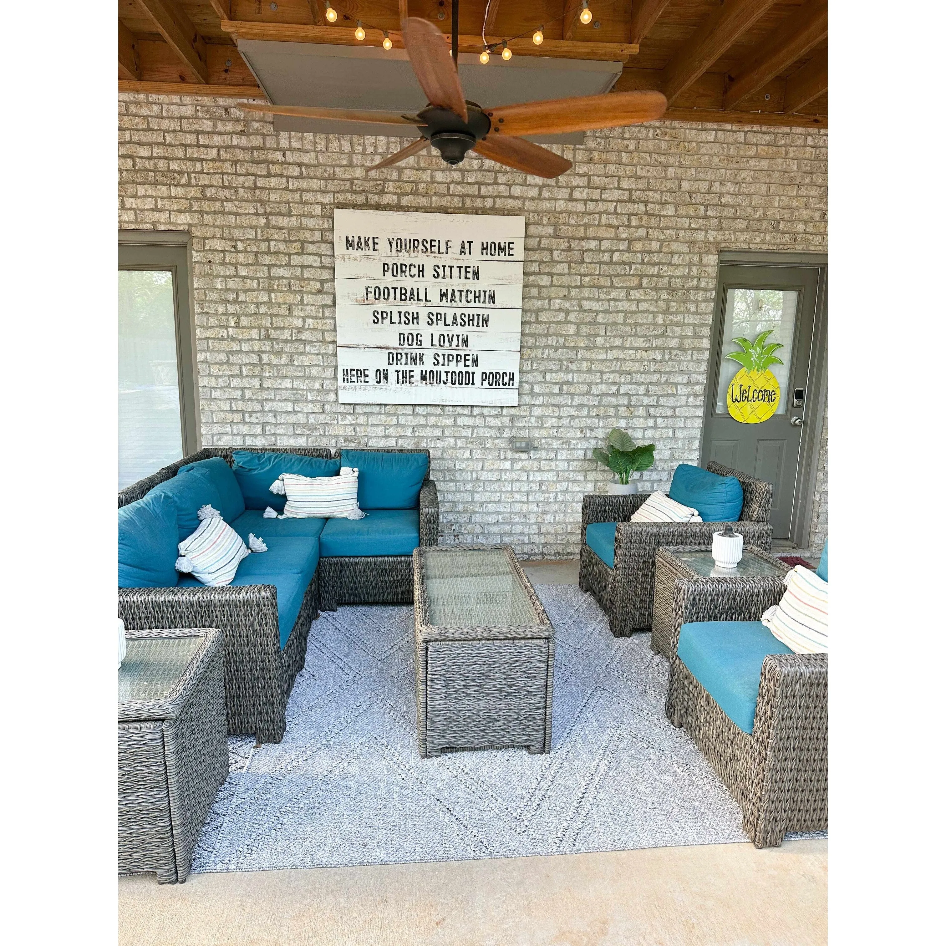 Hauteloom Areli Diamond Geometric Farmhouse Patio Outdoor Area Rug
