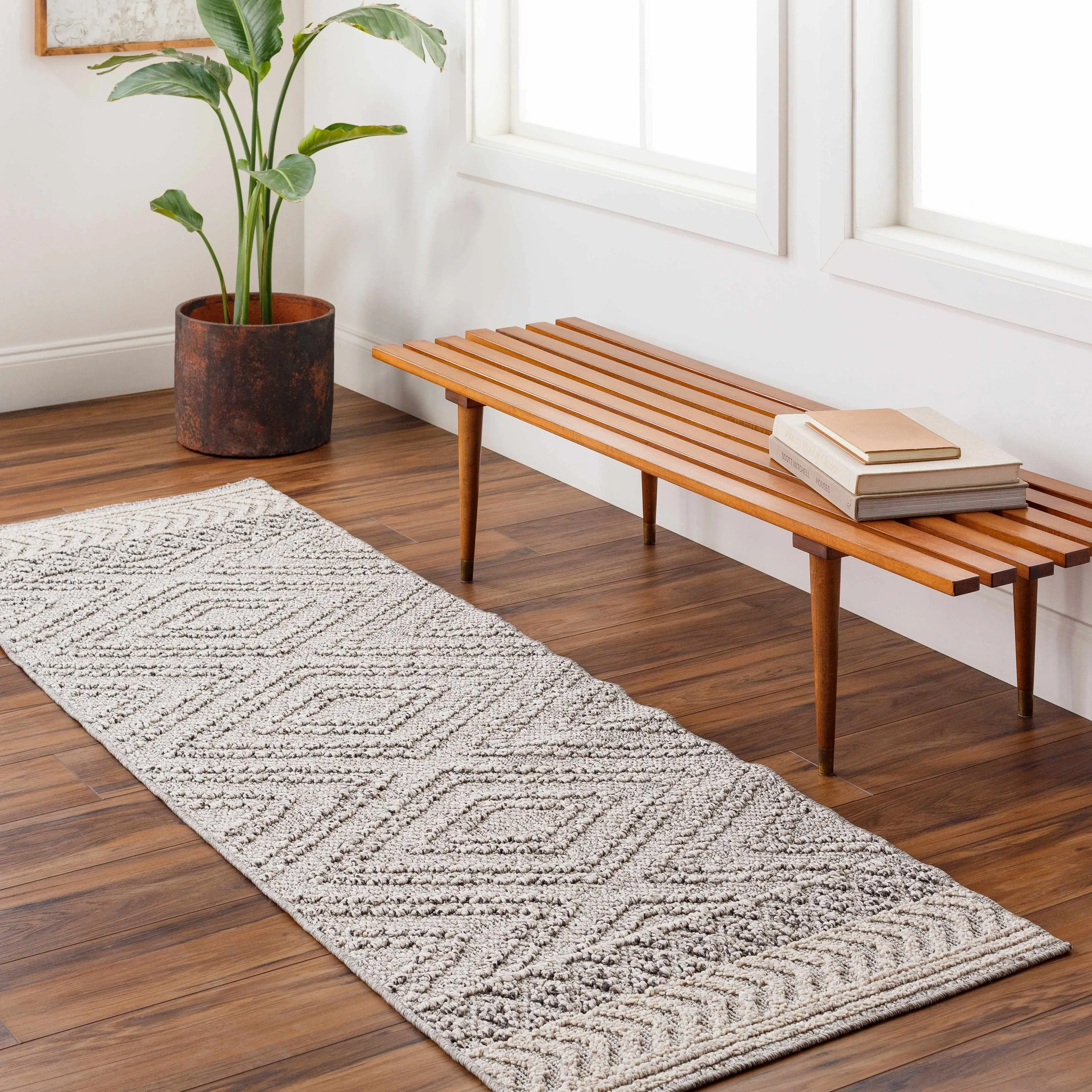 Hauteloom Areli Diamond Geometric Farmhouse Patio Outdoor Area Rug