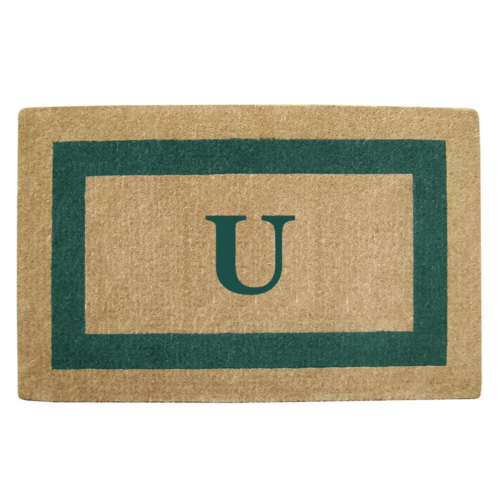 Heavy Duty Coir Green Monogrammed Frame Door Mat