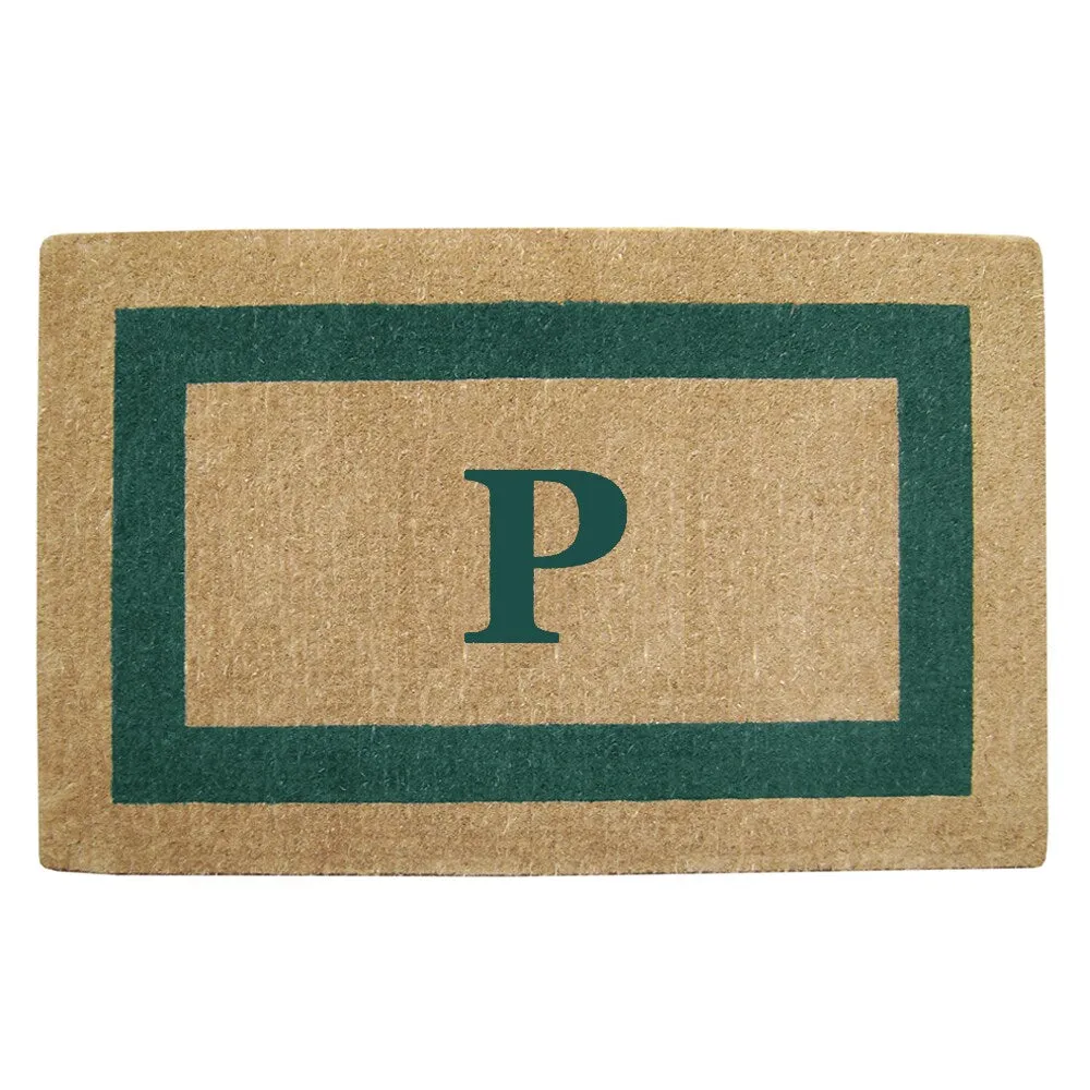 Heavy Duty Coir Green Monogrammed Frame Door Mat