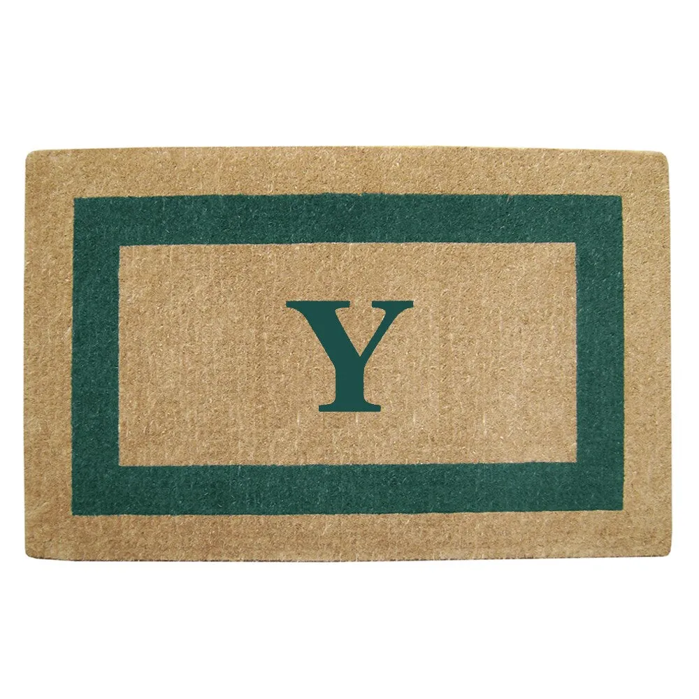 Heavy Duty Coir Green Monogrammed Frame Door Mat