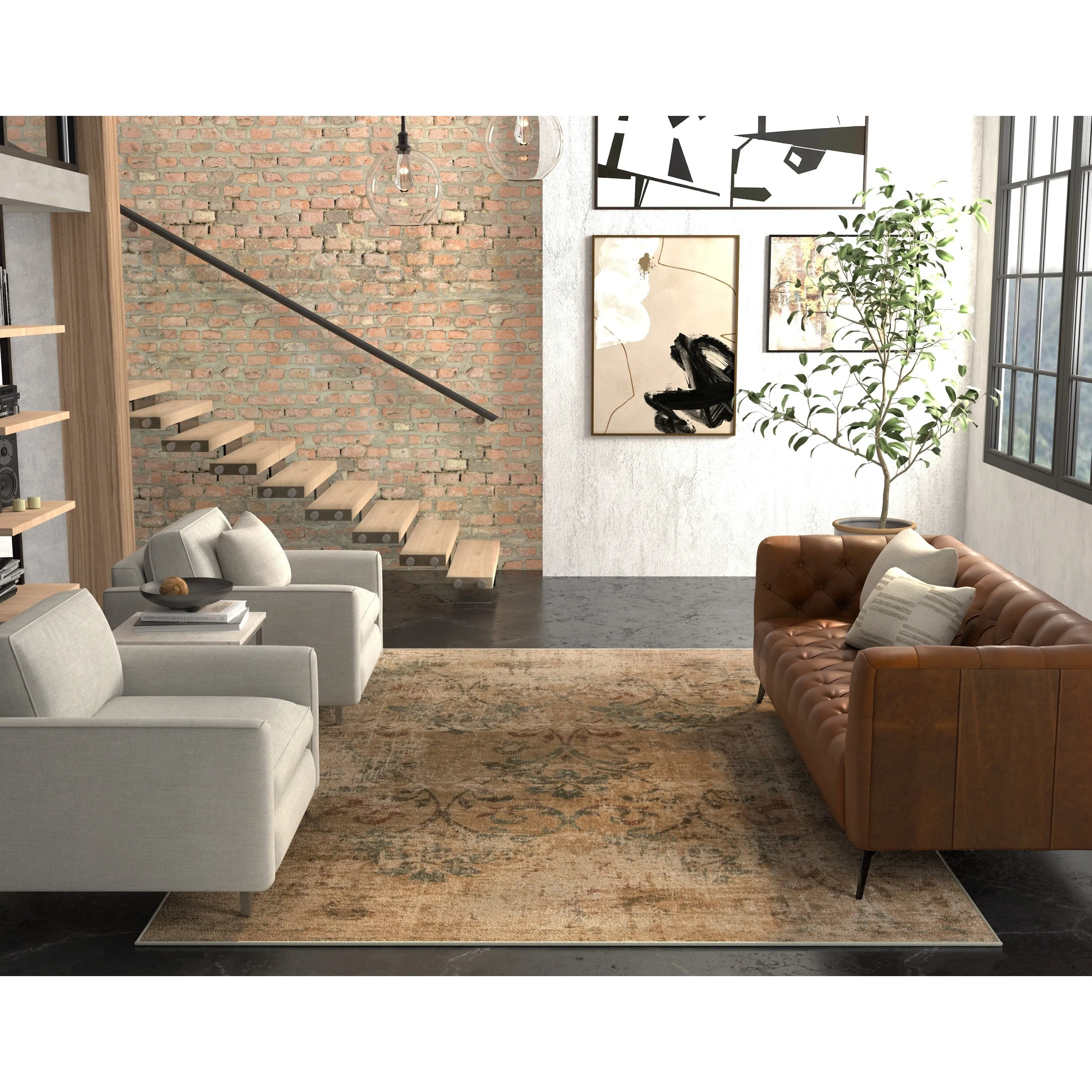 Heritage Damask Area Rug