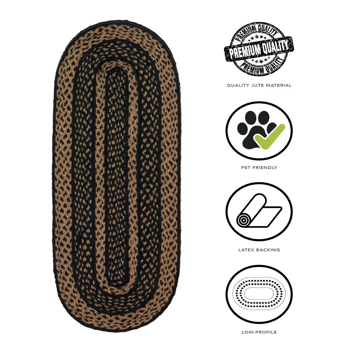 Heritage Farms Crow Jute Stair Tread Oval Latex 8.5x27