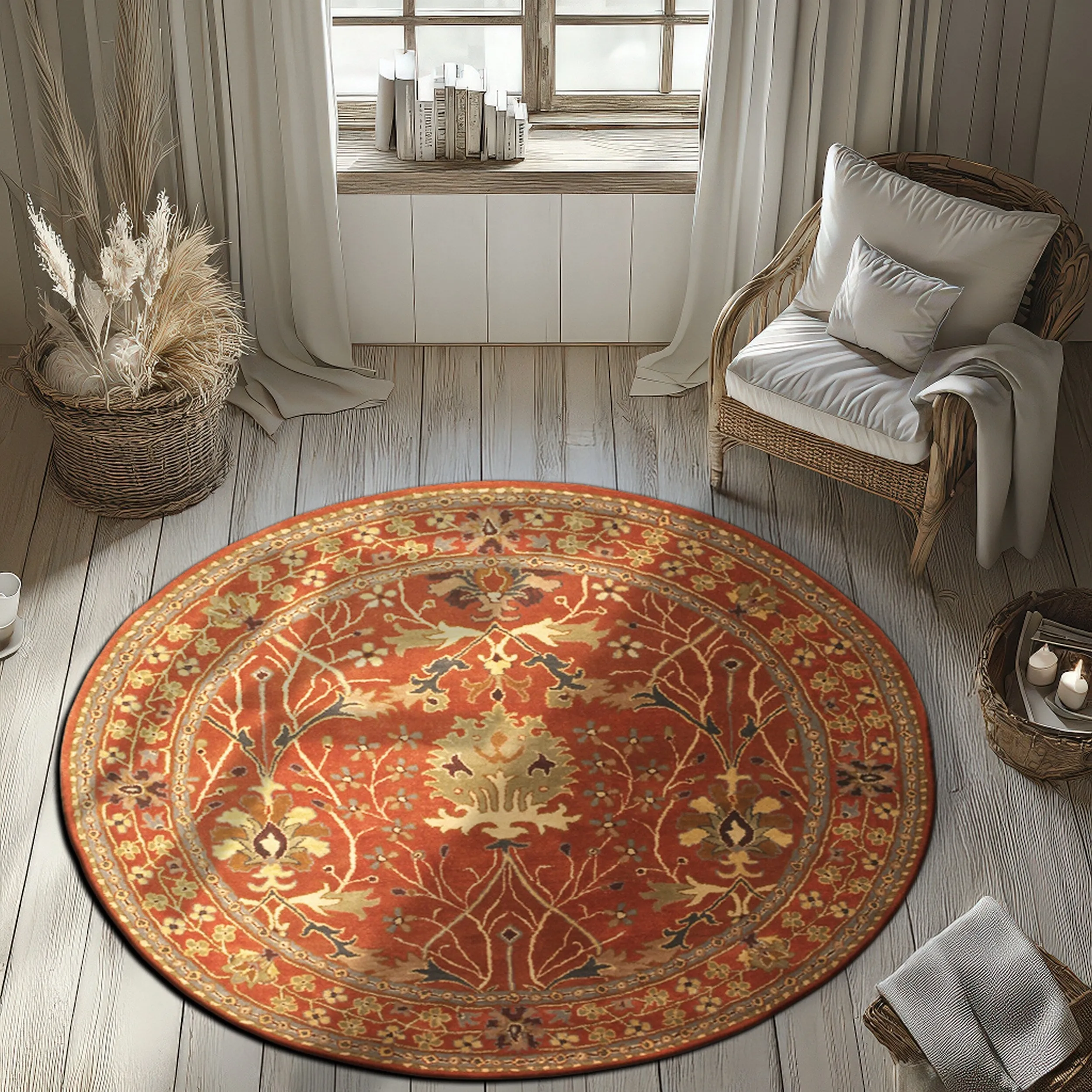 Home Decor Rust Hand-Tufted Wool Morris Rug by EORC Luxurious and Elegant Area Rug for Adding Warmth and Timeless Charm to You
