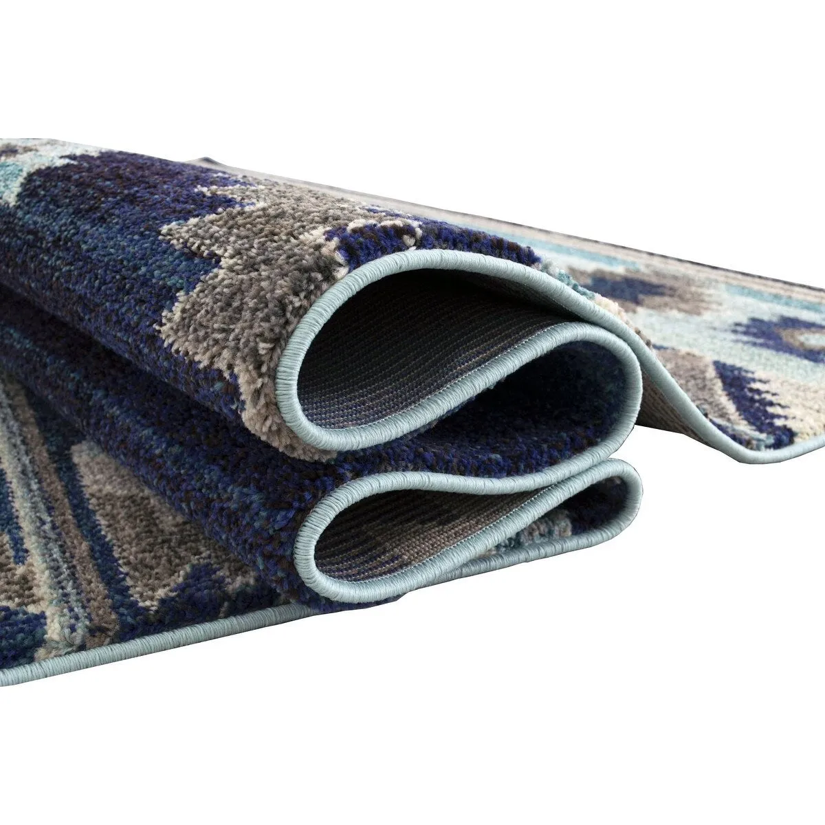 HR Southwestern Native American Modern Faded Area Rug Navy Gray Aqua