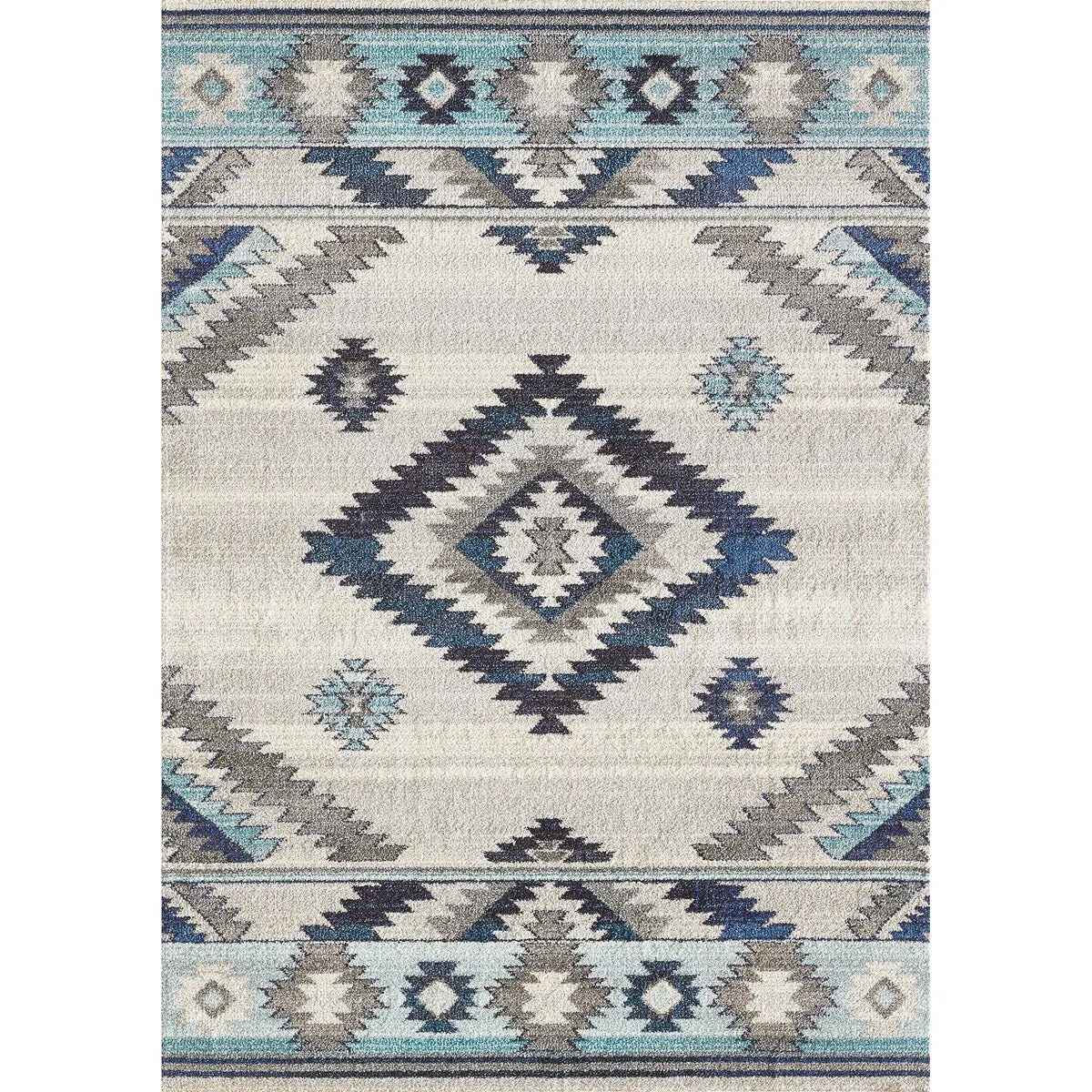 HR Southwestern Native American Modern Faded Area Rug Navy Gray Aqua