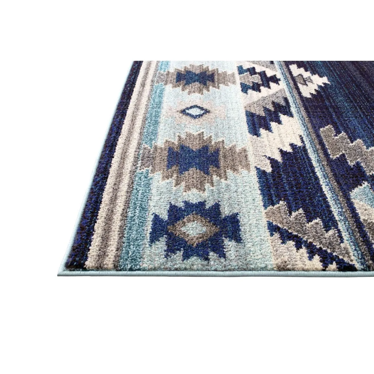 HR Southwestern Native American Modern Faded Area Rug Navy Gray Aqua