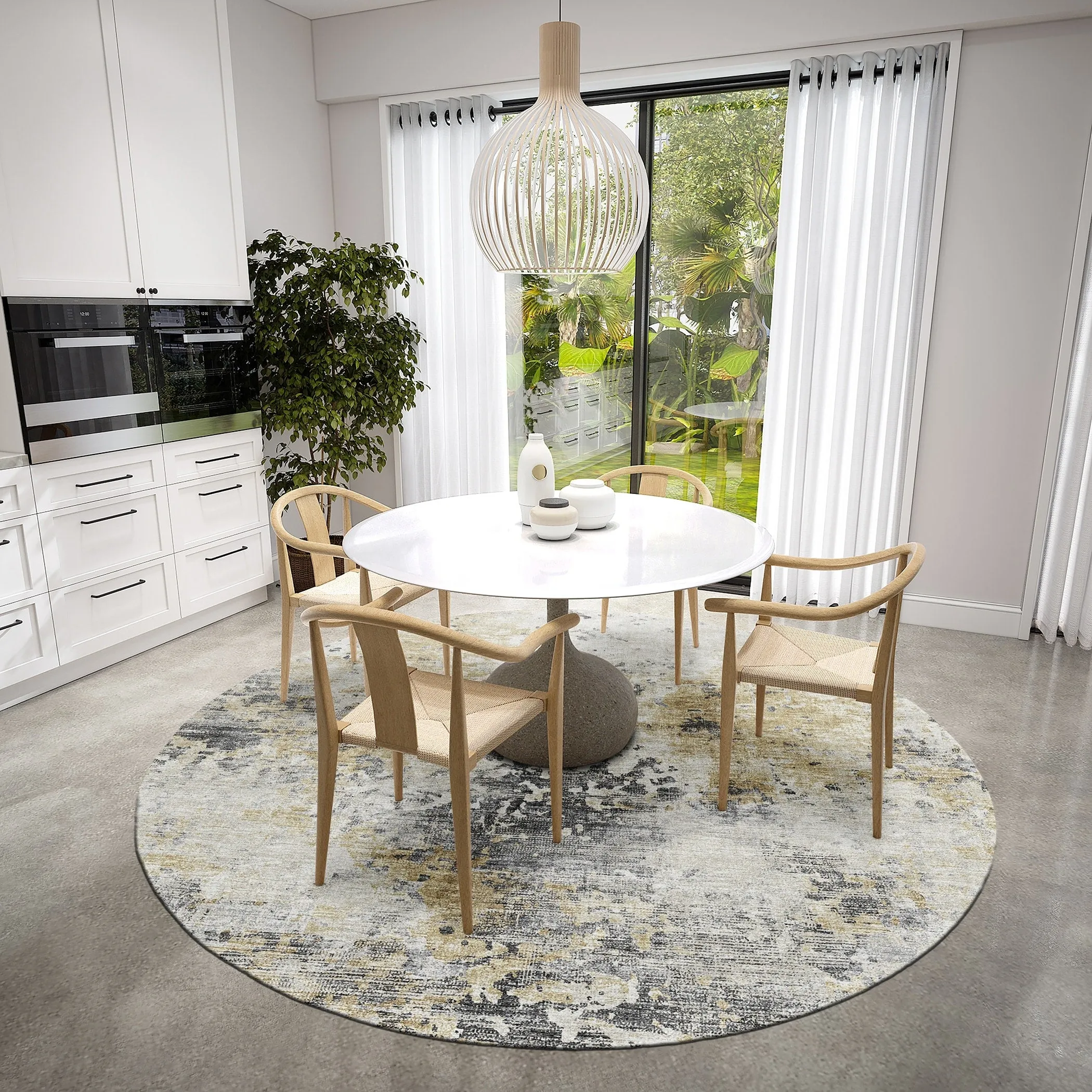 Indoor/ Outdoor Accord Modern Abstract Polyester Washable Rug New