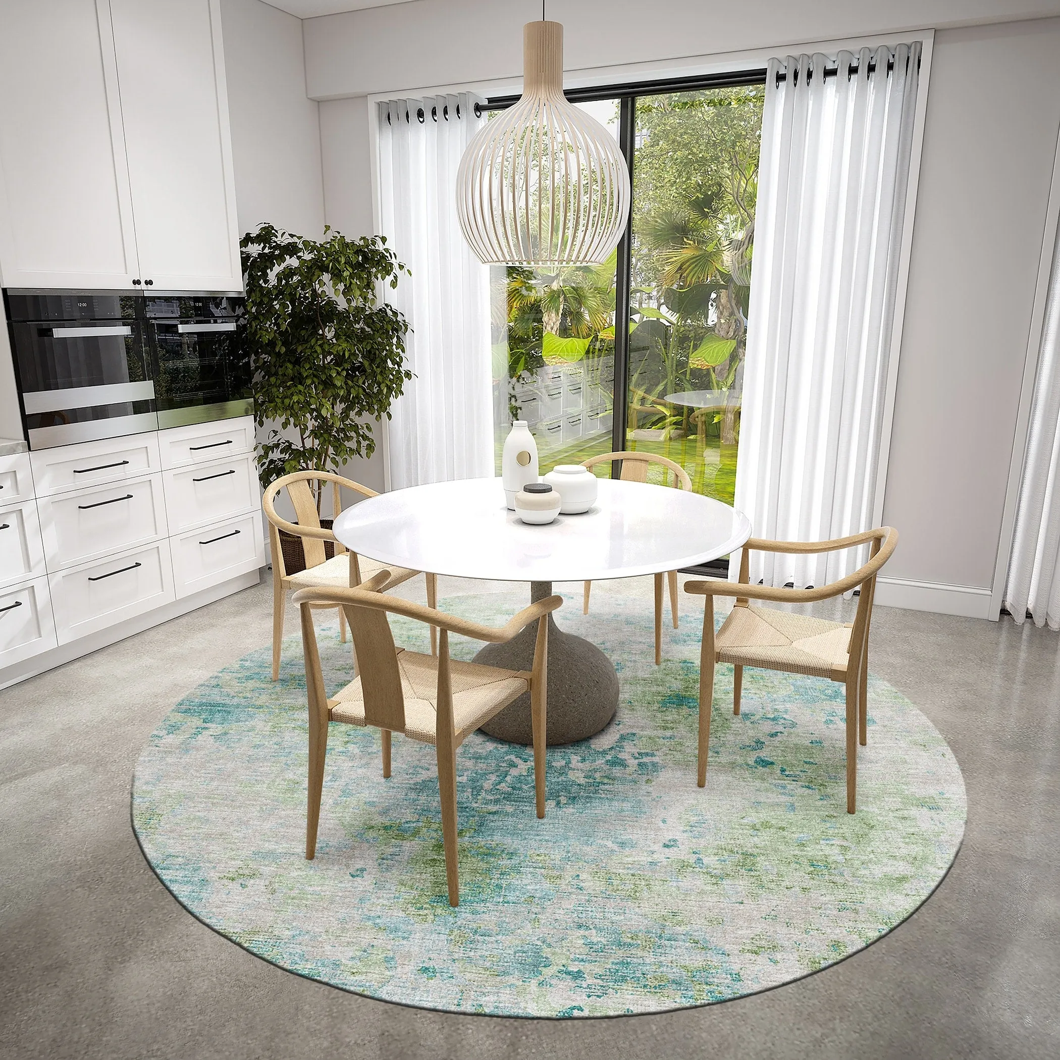 Indoor/ Outdoor Accord Modern Abstract Polyester Washable Rug New