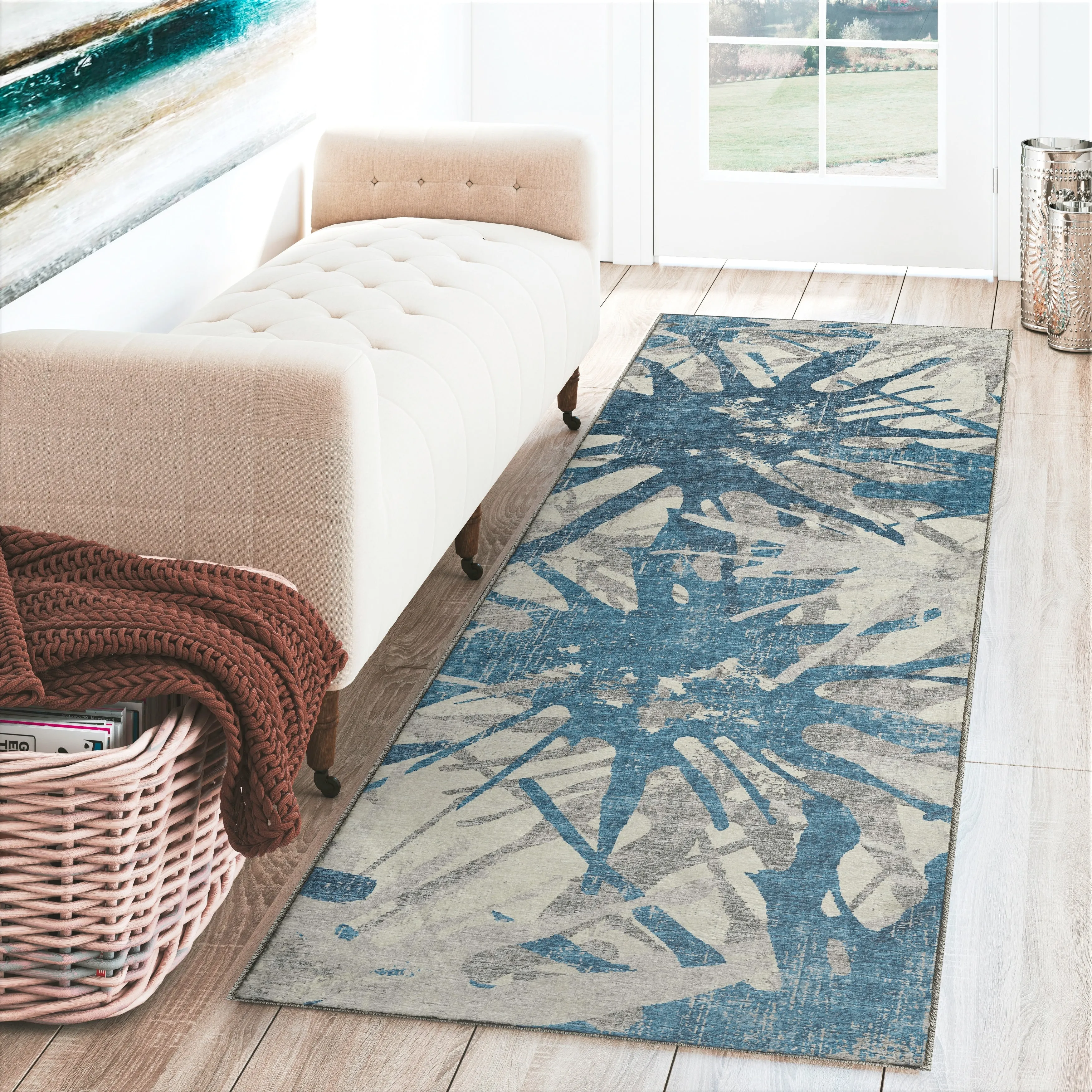 Indoor/ Outdoor Addison Bravado Abstract Starburst Washable Area Rug