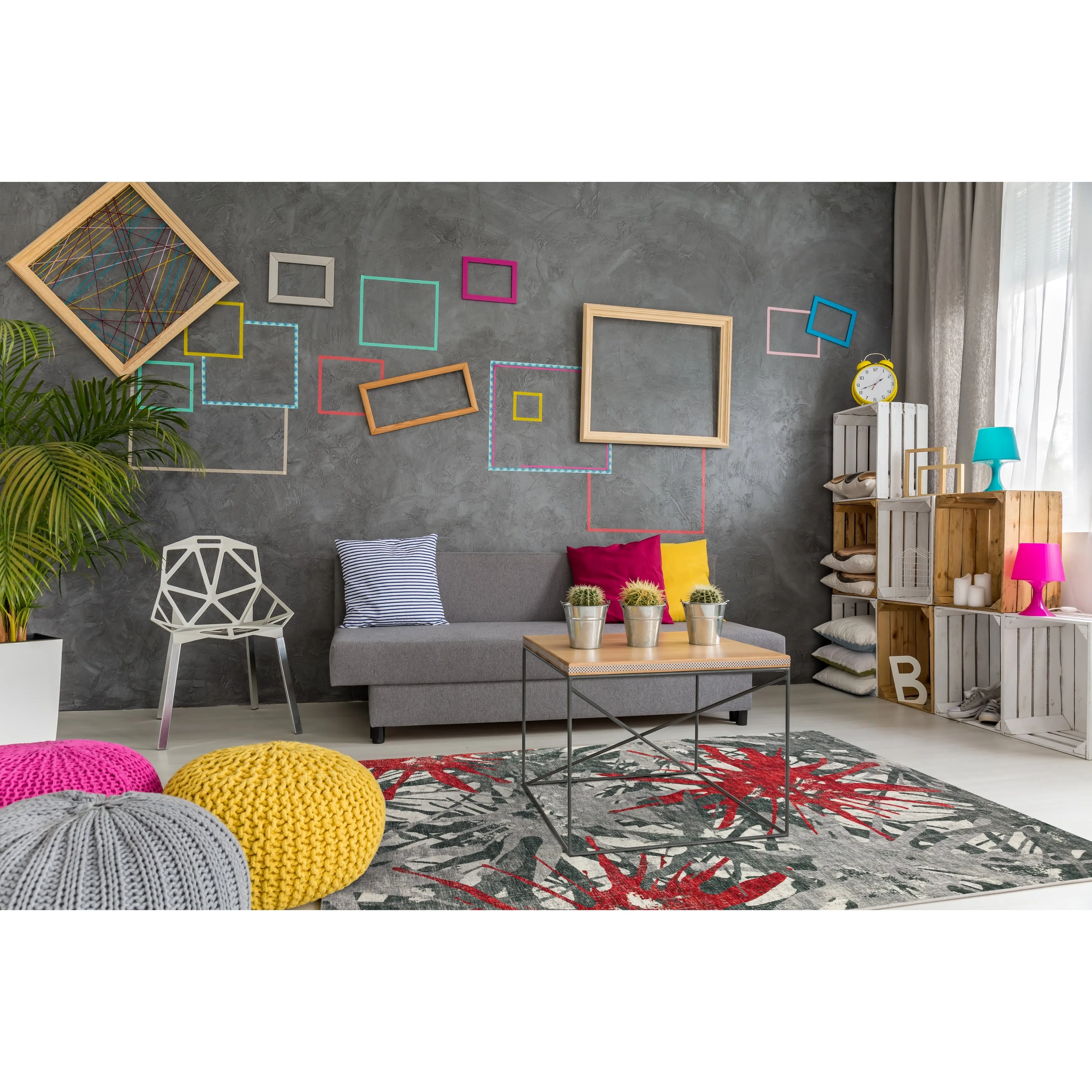 Indoor/ Outdoor Addison Bravado Abstract Starburst Washable Area Rug