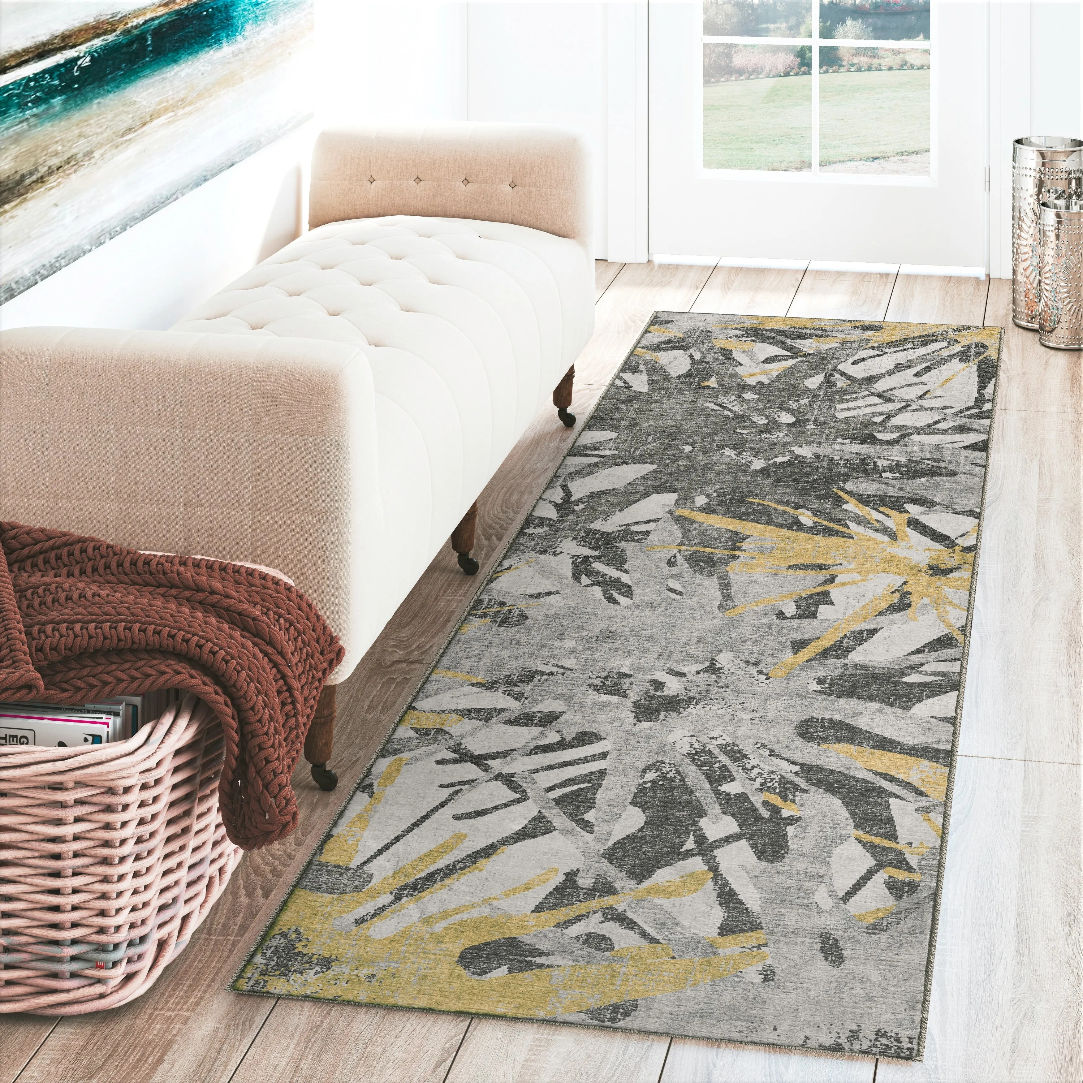 Indoor/ Outdoor Addison Bravado Abstract Starburst Washable Area Rug