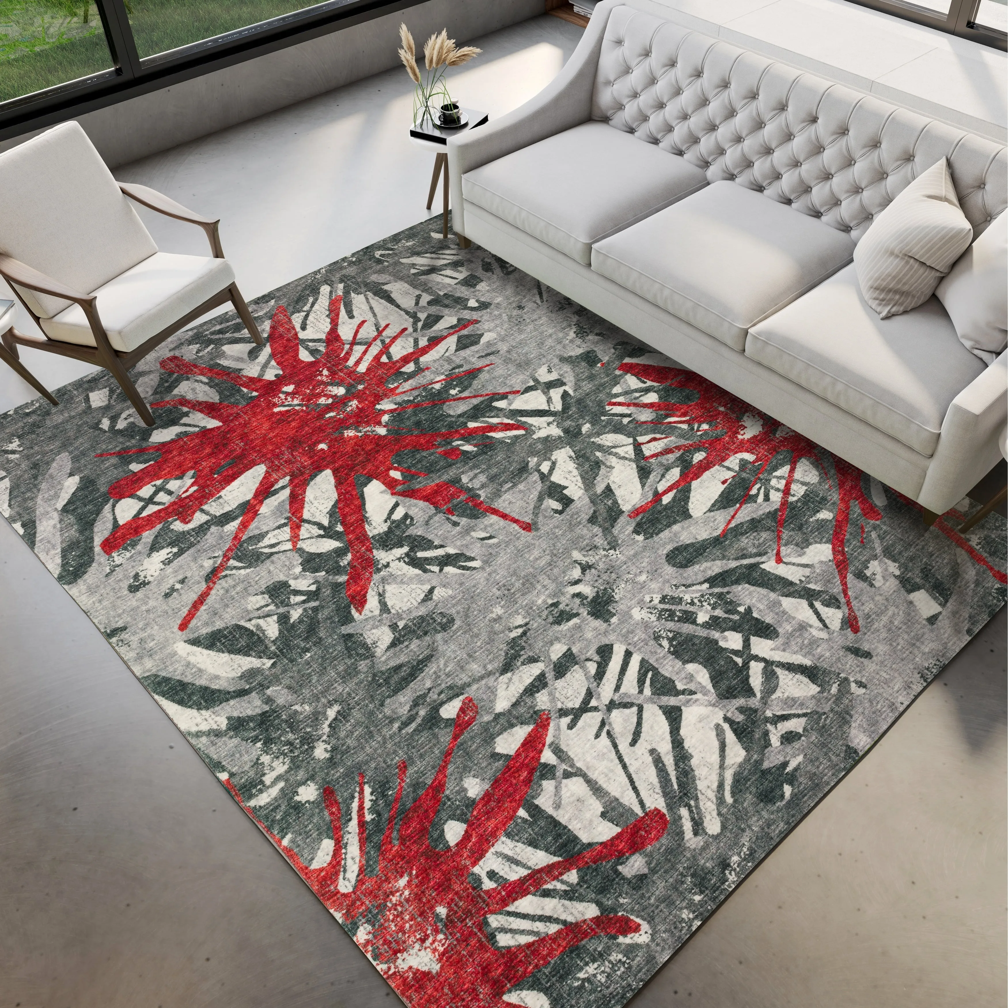Indoor/ Outdoor Addison Bravado Abstract Starburst Washable Area Rug