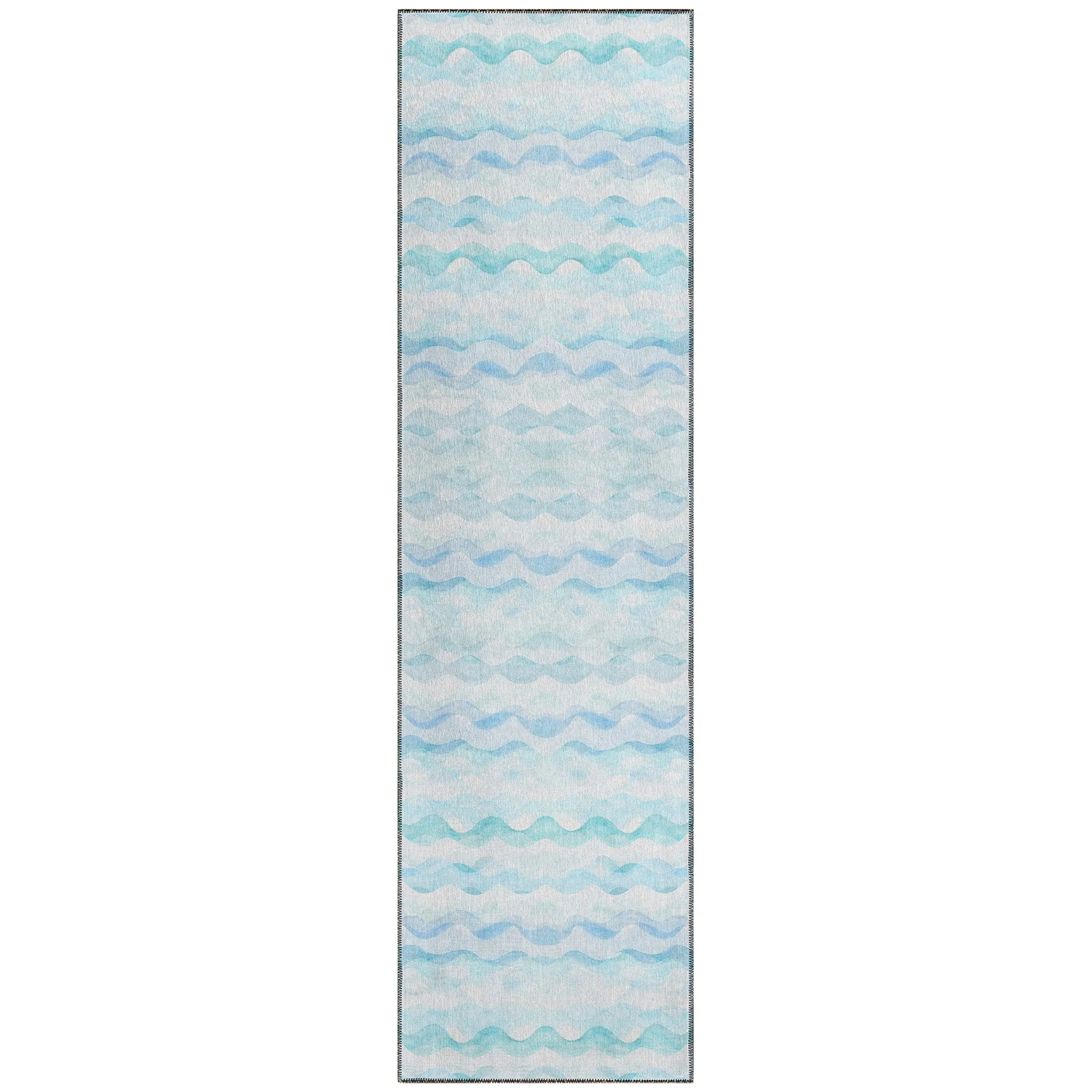 Indoor/ Outdoor Surfside Ombre Wave Washable Rug New