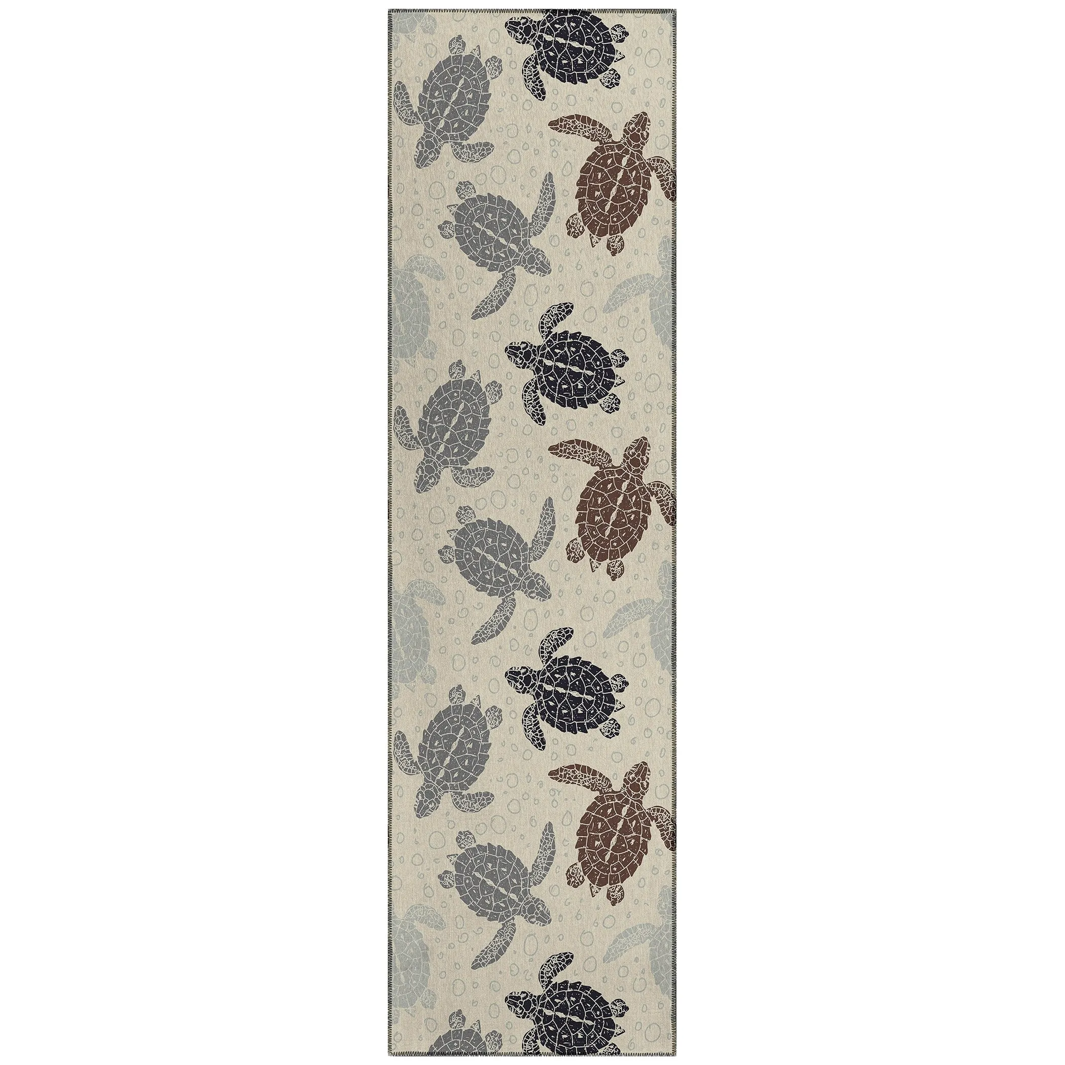 Indoor/ Outdoor Surfside Turtle Washable Rug New