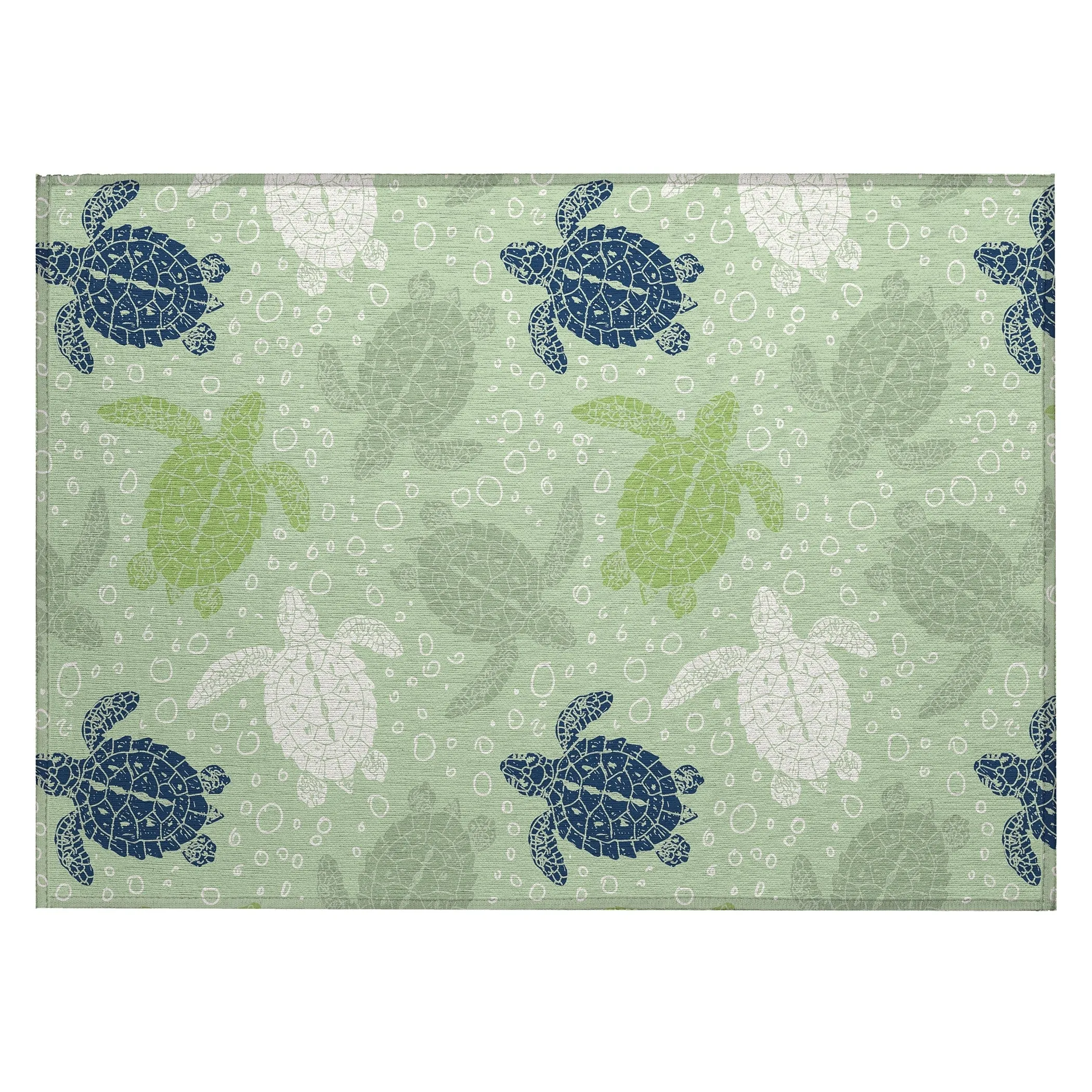 Indoor/ Outdoor Surfside Turtle Washable Rug New