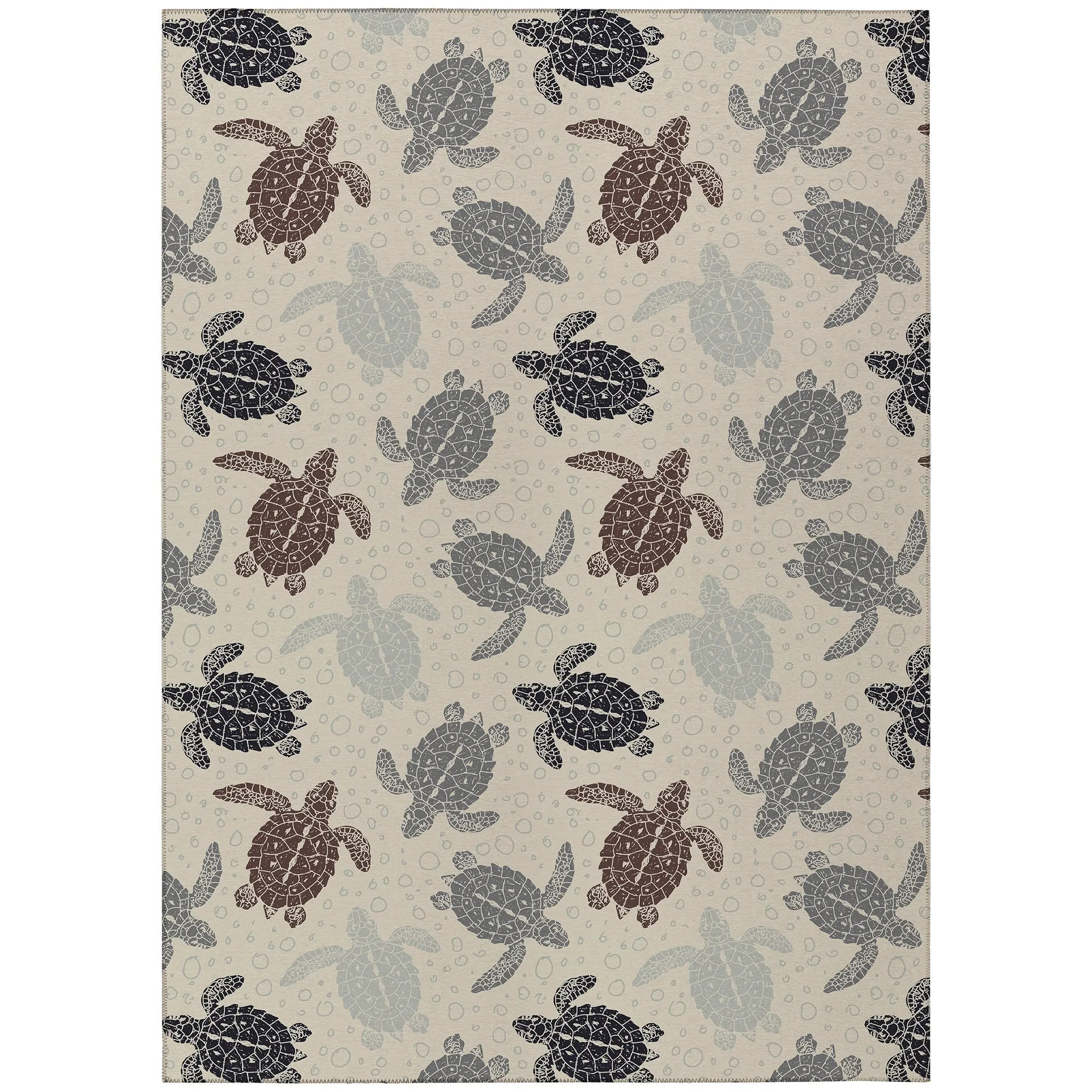Indoor/ Outdoor Surfside Turtle Washable Rug New