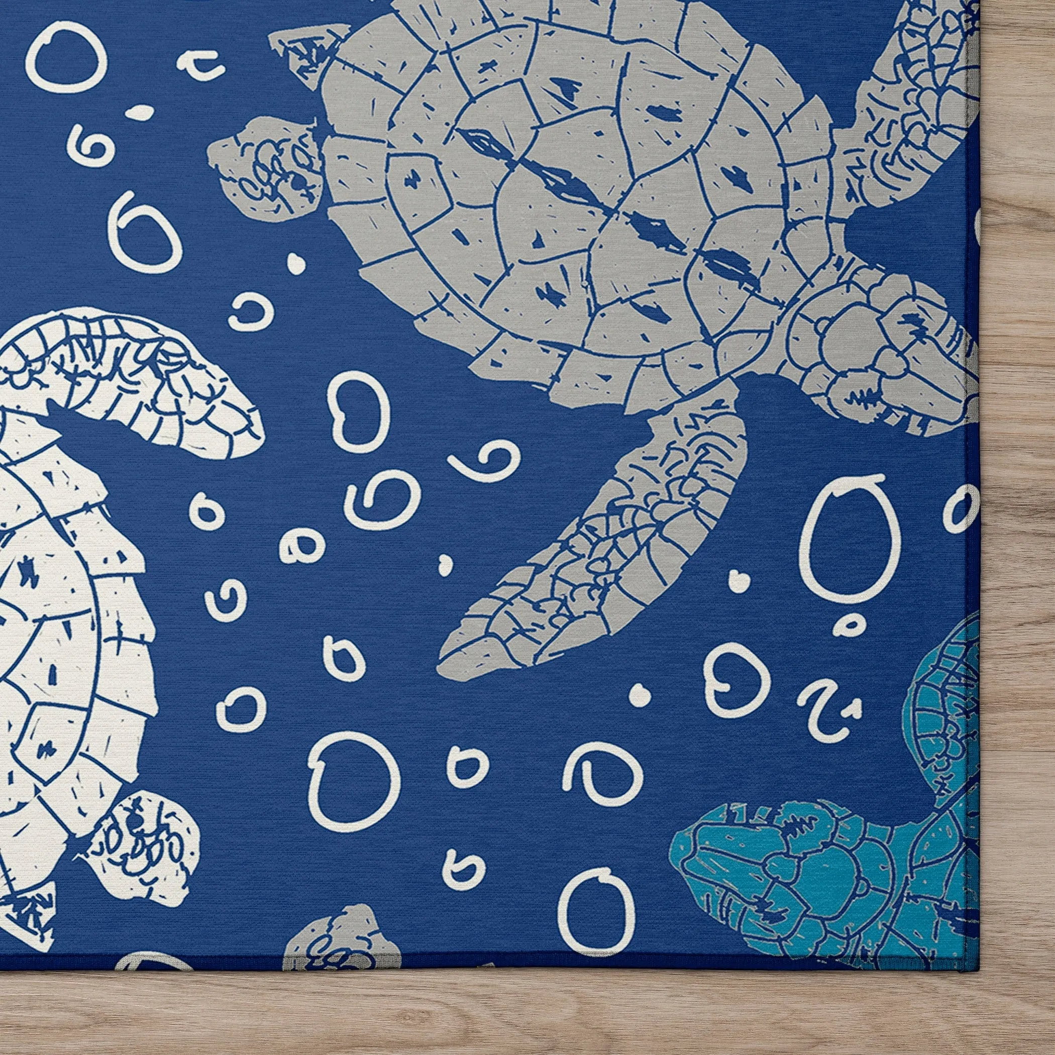 Indoor/ Outdoor Surfside Turtle Washable Rug New