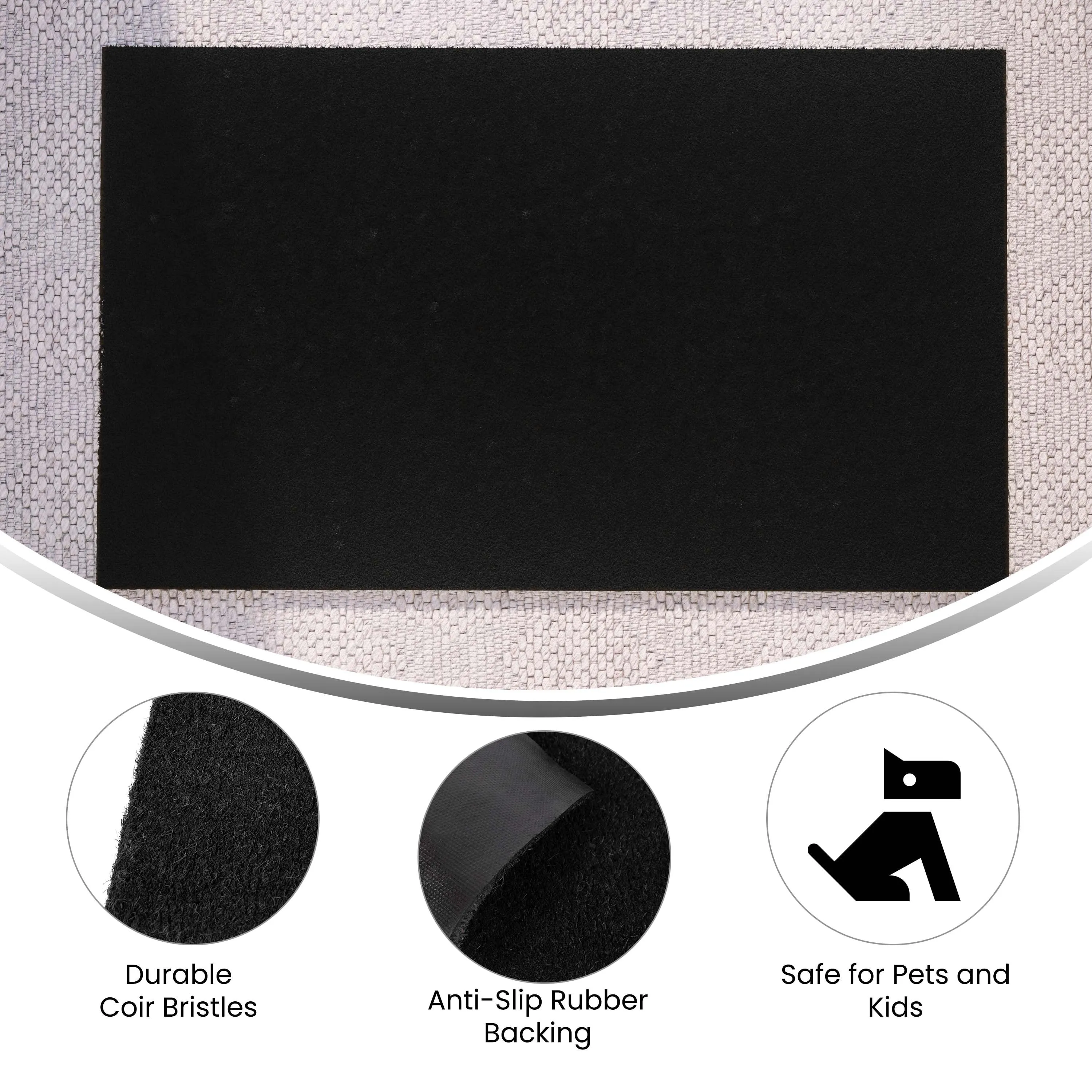 Indoor/Outdoor Solid Coir Entryway Doormat with Non-Slip Backing