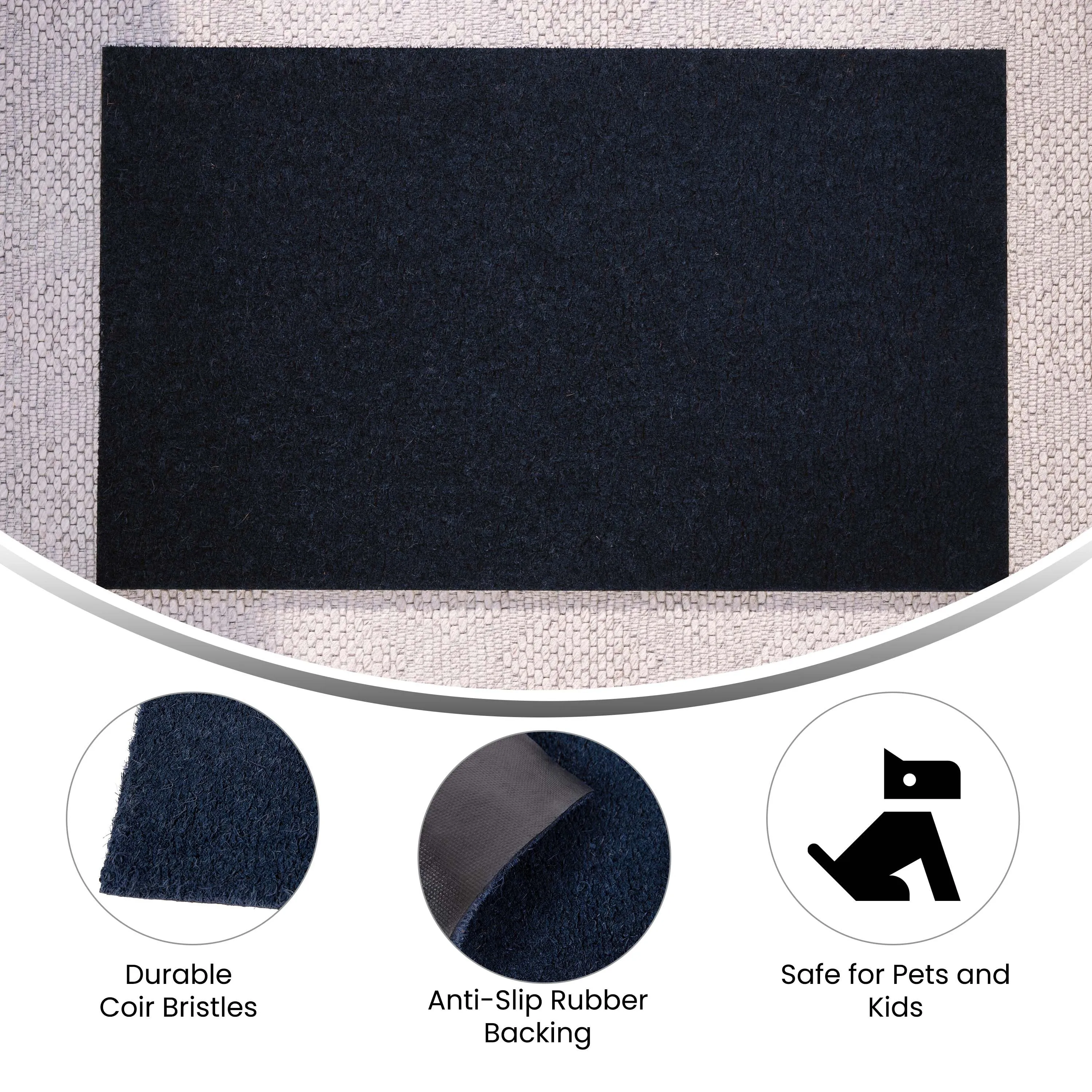 Indoor/Outdoor Solid Coir Entryway Doormat with Non-Slip Backing