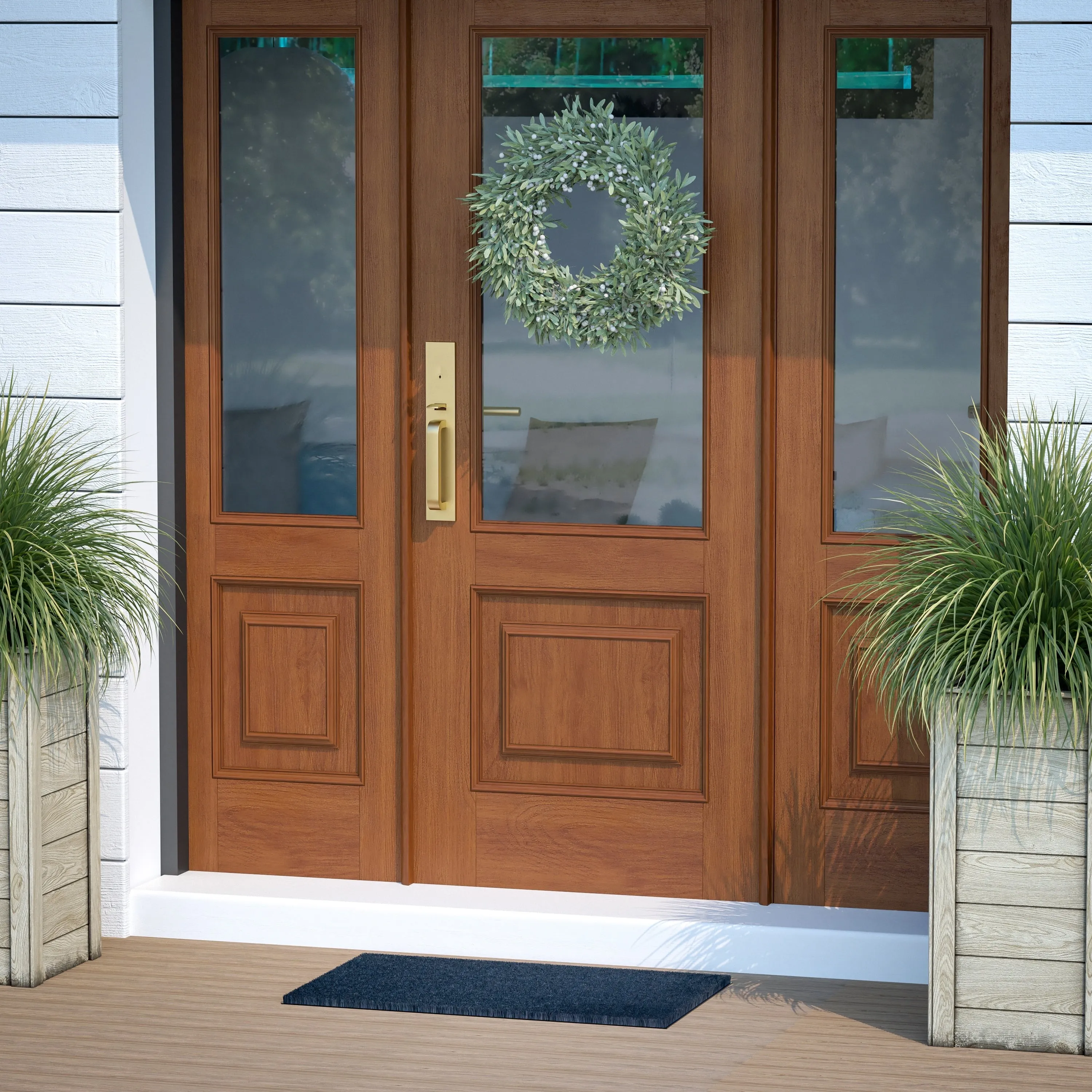 Indoor/Outdoor Solid Coir Entryway Doormat with Non-Slip Backing