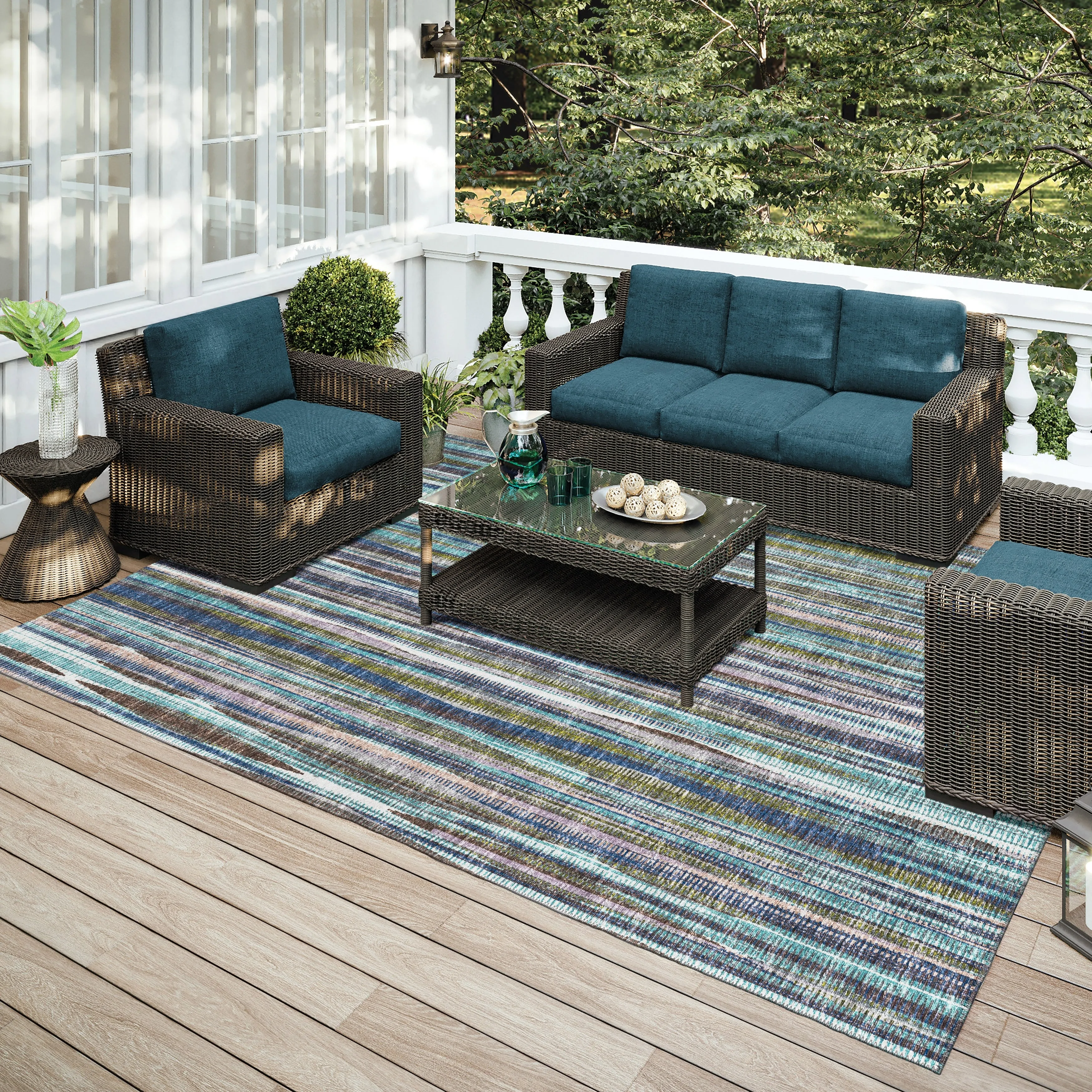 Indoor/Outdoor Waverly Modern Stripes Washable Rug