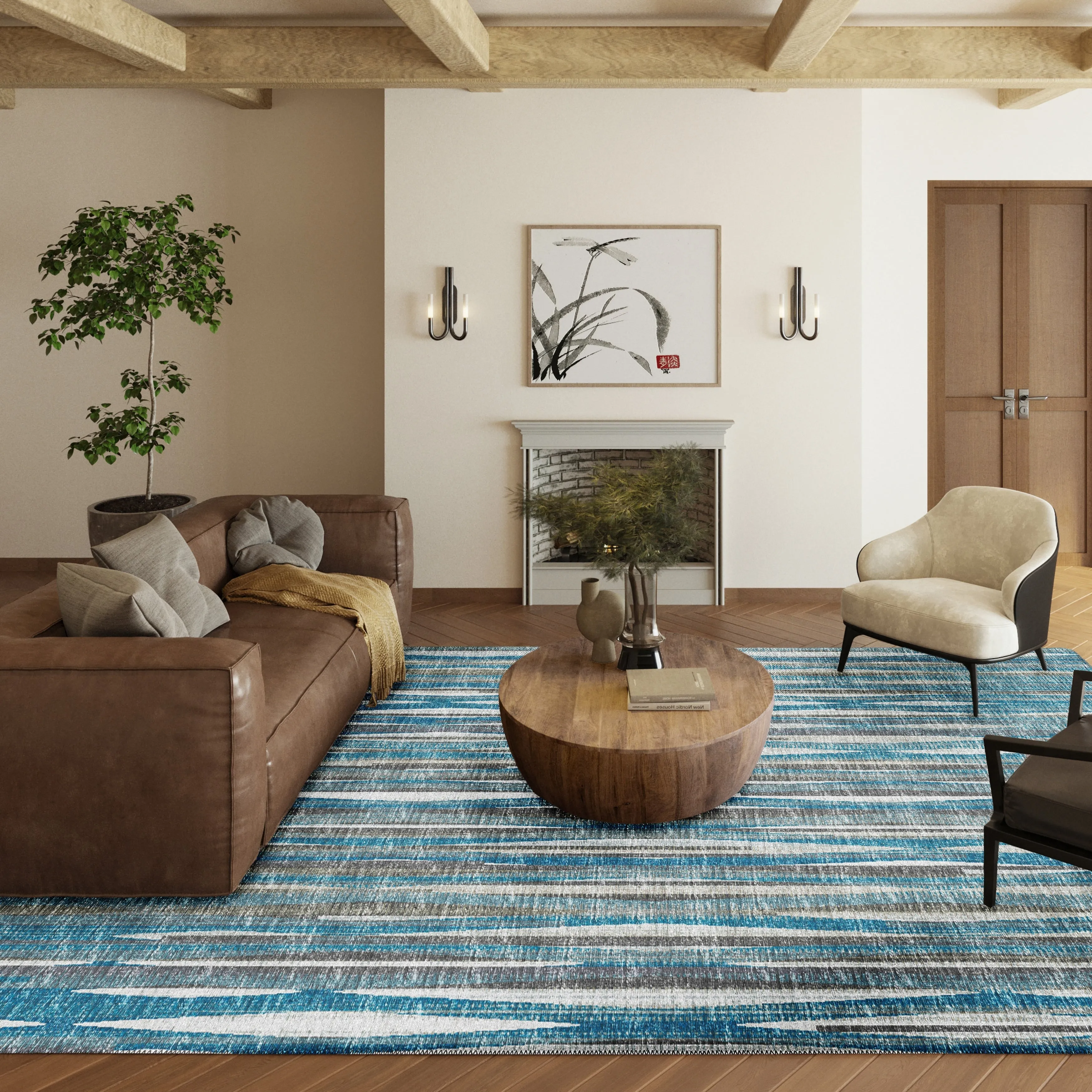Indoor/Outdoor Waverly Modern Stripes Washable Rug