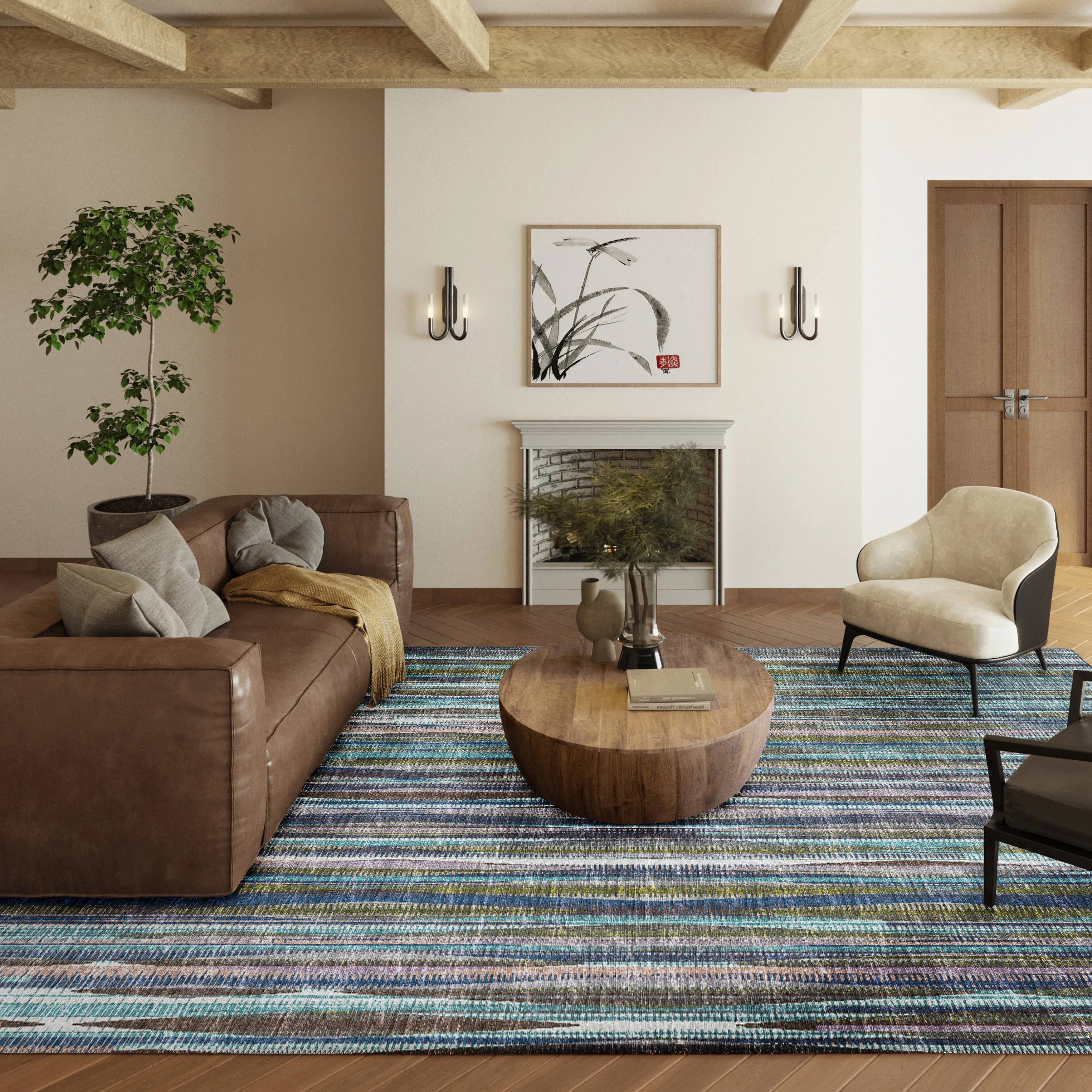 Indoor/Outdoor Waverly Modern Stripes Washable Rug